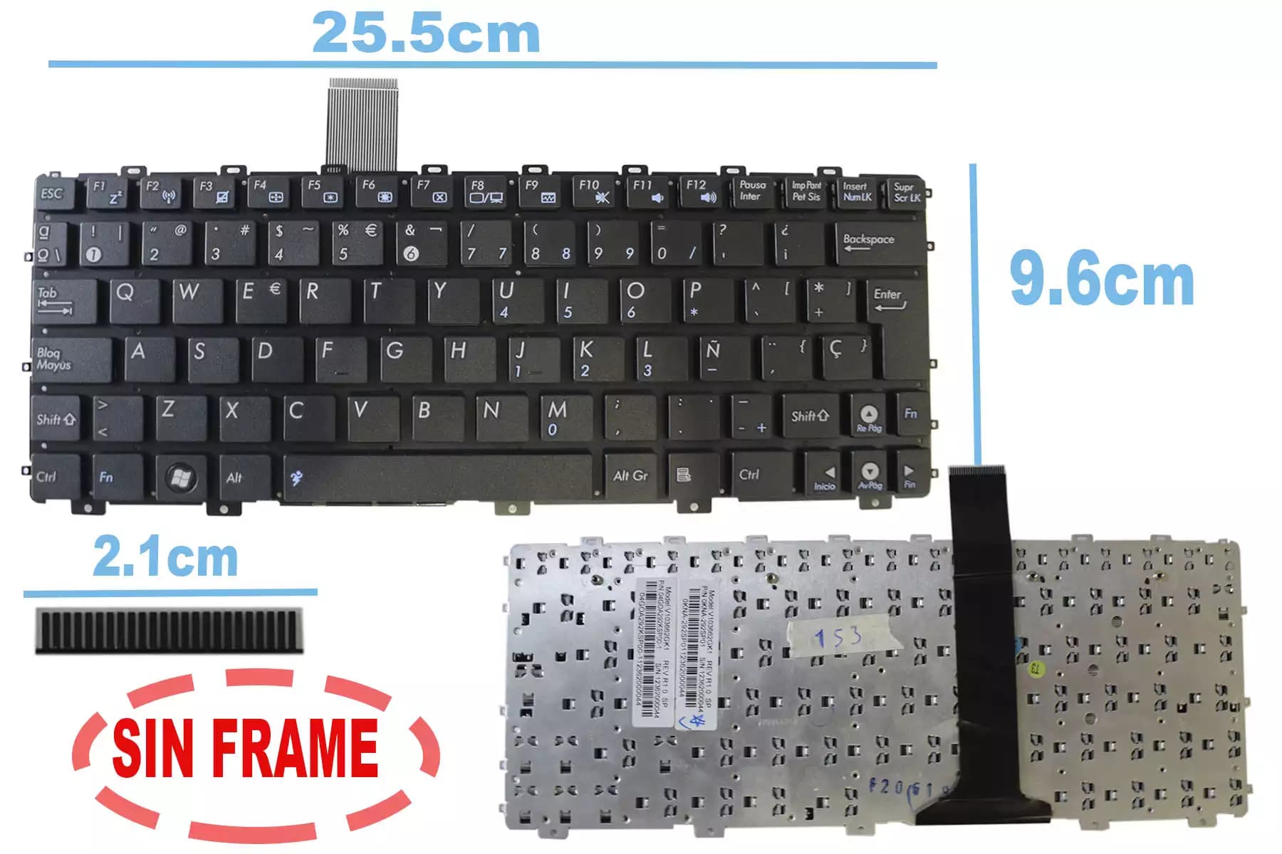 TECLADO ASUS 1015 SIN FRAME SP — imagen 1