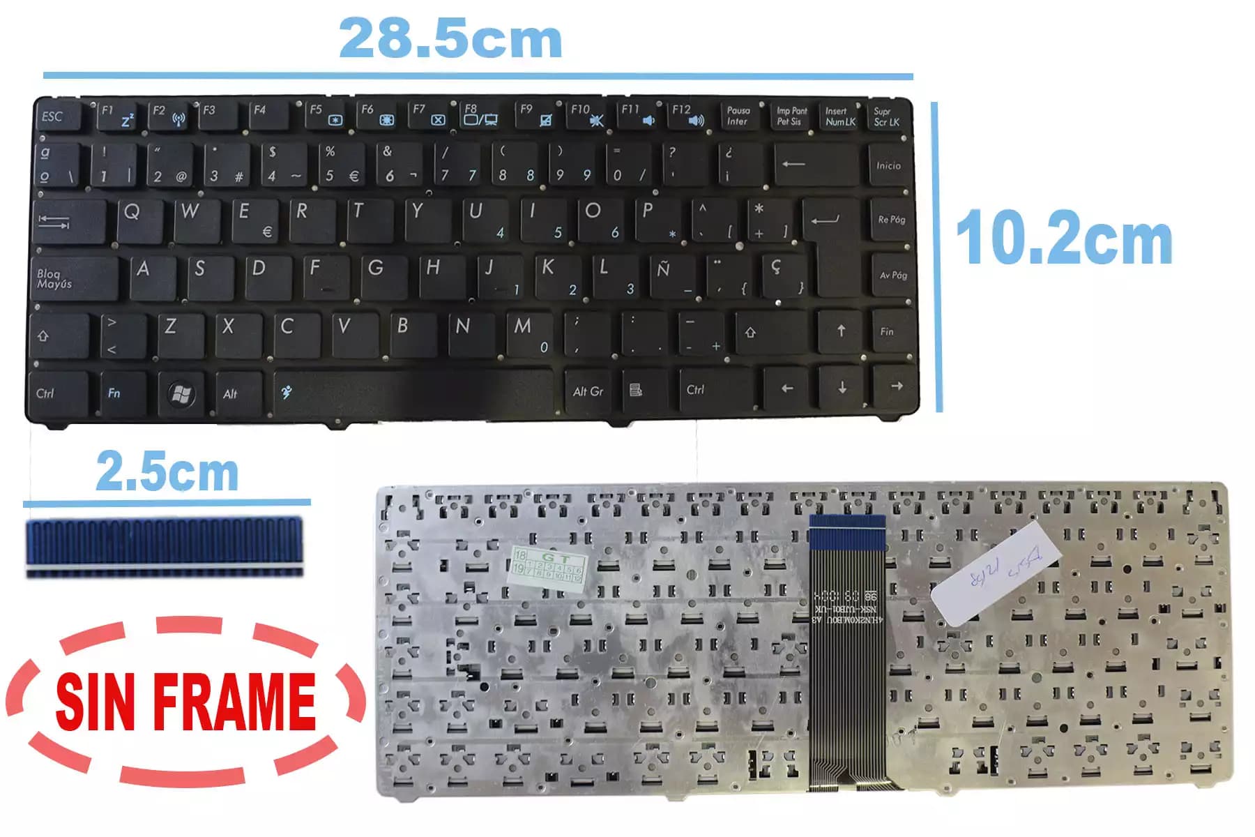 TECLADO ASUS 1215P SIN FRAME SP — imagen 1