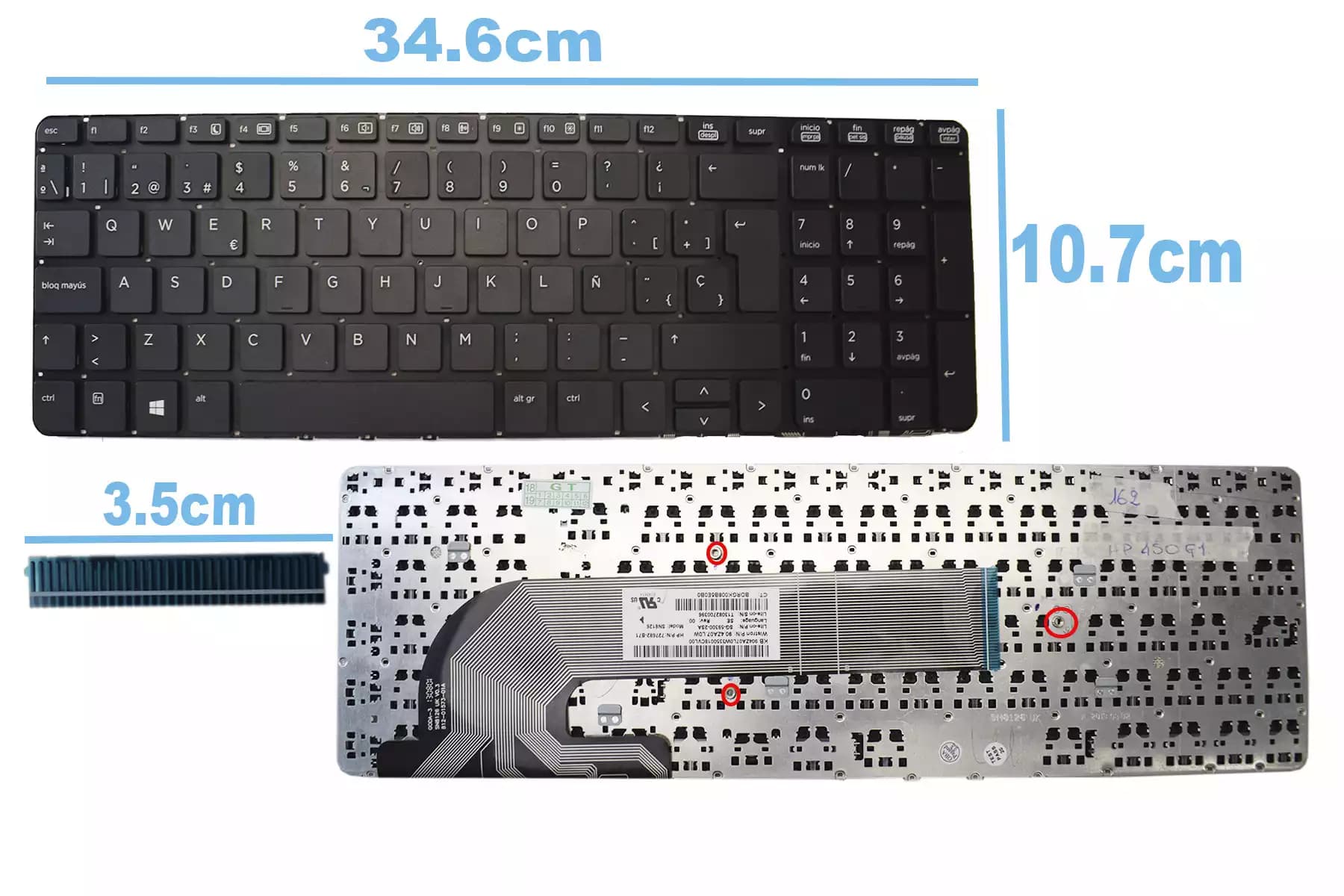 TECLADO HP 450 G1 450 G2 SIN FRAME SP — imagen 1