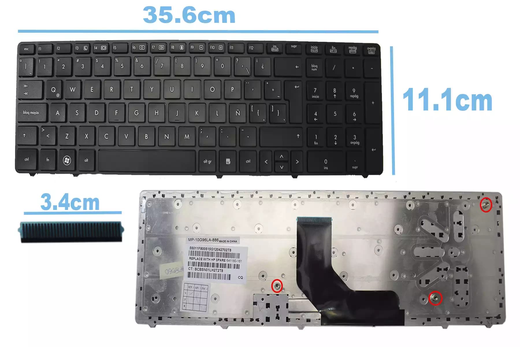 TECLADO HP 8560P 6560b NEGRO SP — imagen 1