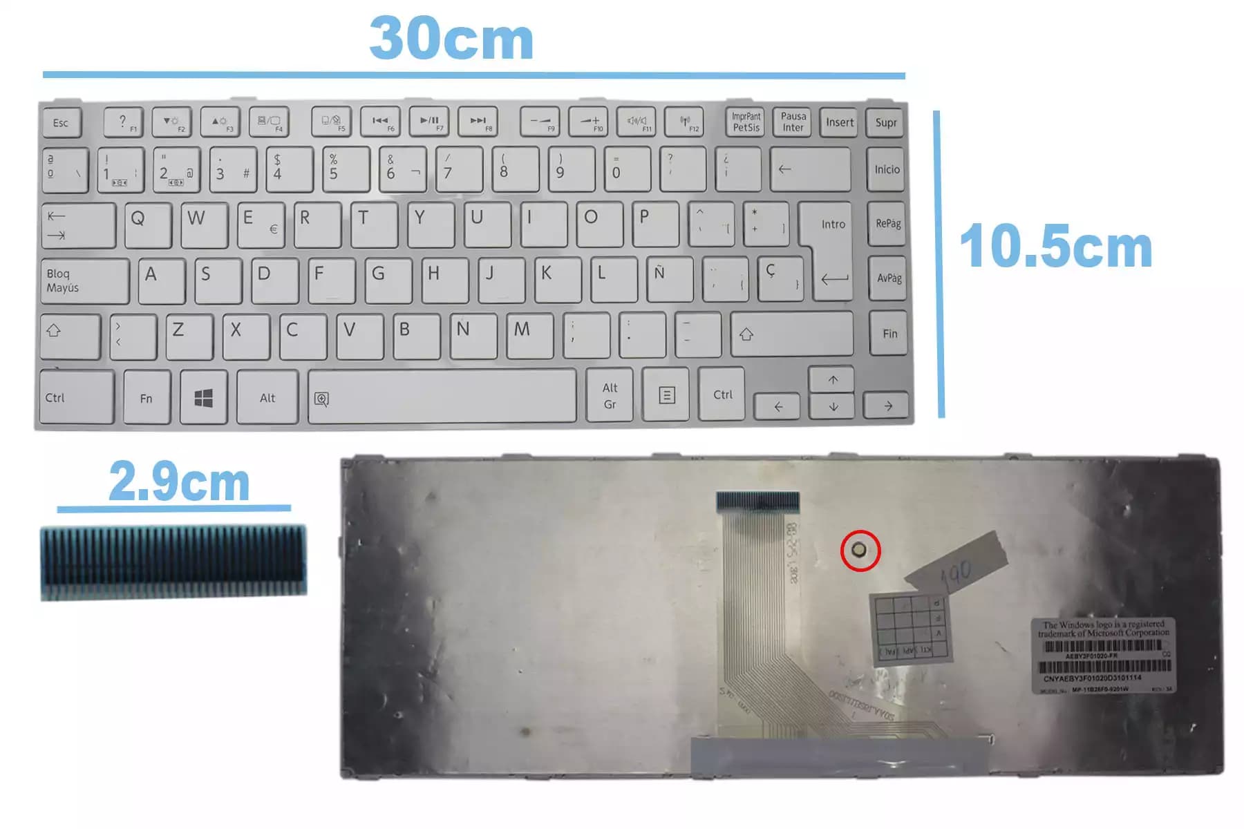TECLADO TOSHIBA C845/L835 BLANCO SP — imagen 1