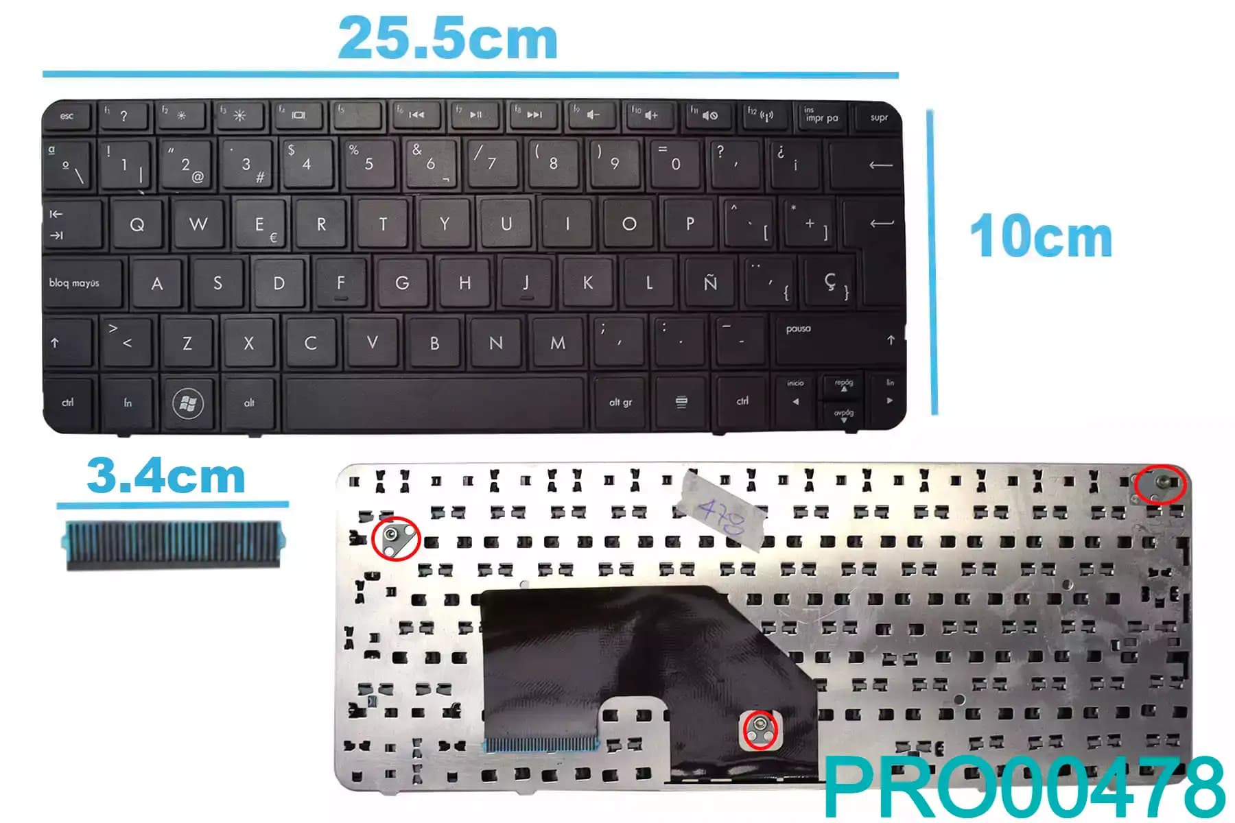 TECLADO MINI HP 110-3000 CQ10 (CONECTOR ANCHO) SP — imagen 1