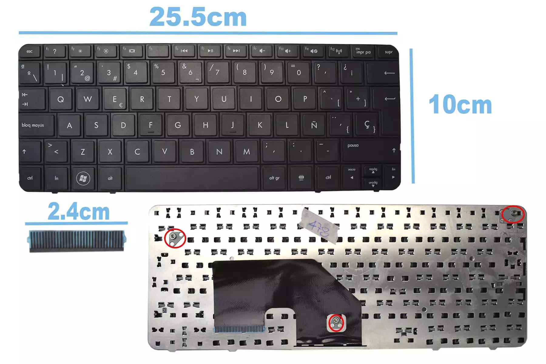 TECLADO MINI HP 110-3000 CQ10 (CONECTOR ANCHO) SP — imagen 2