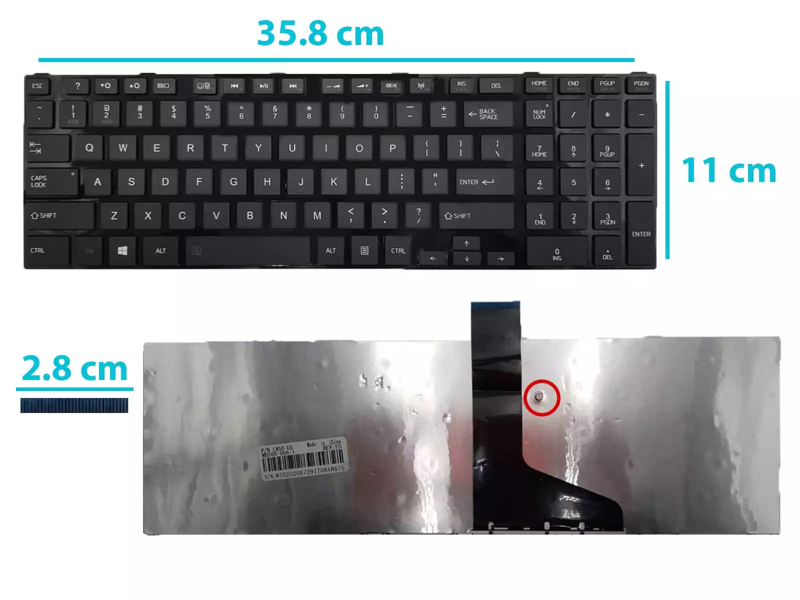 TECLADO TOSHIBA L855 NEGRO US — imagen 1