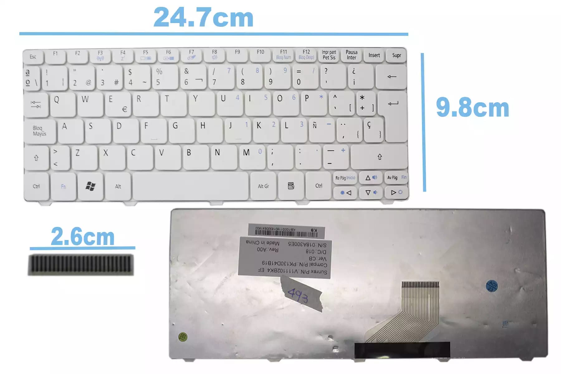 TECLADO ACER D255 ZE7 521 BLANCO SP — imagen 1