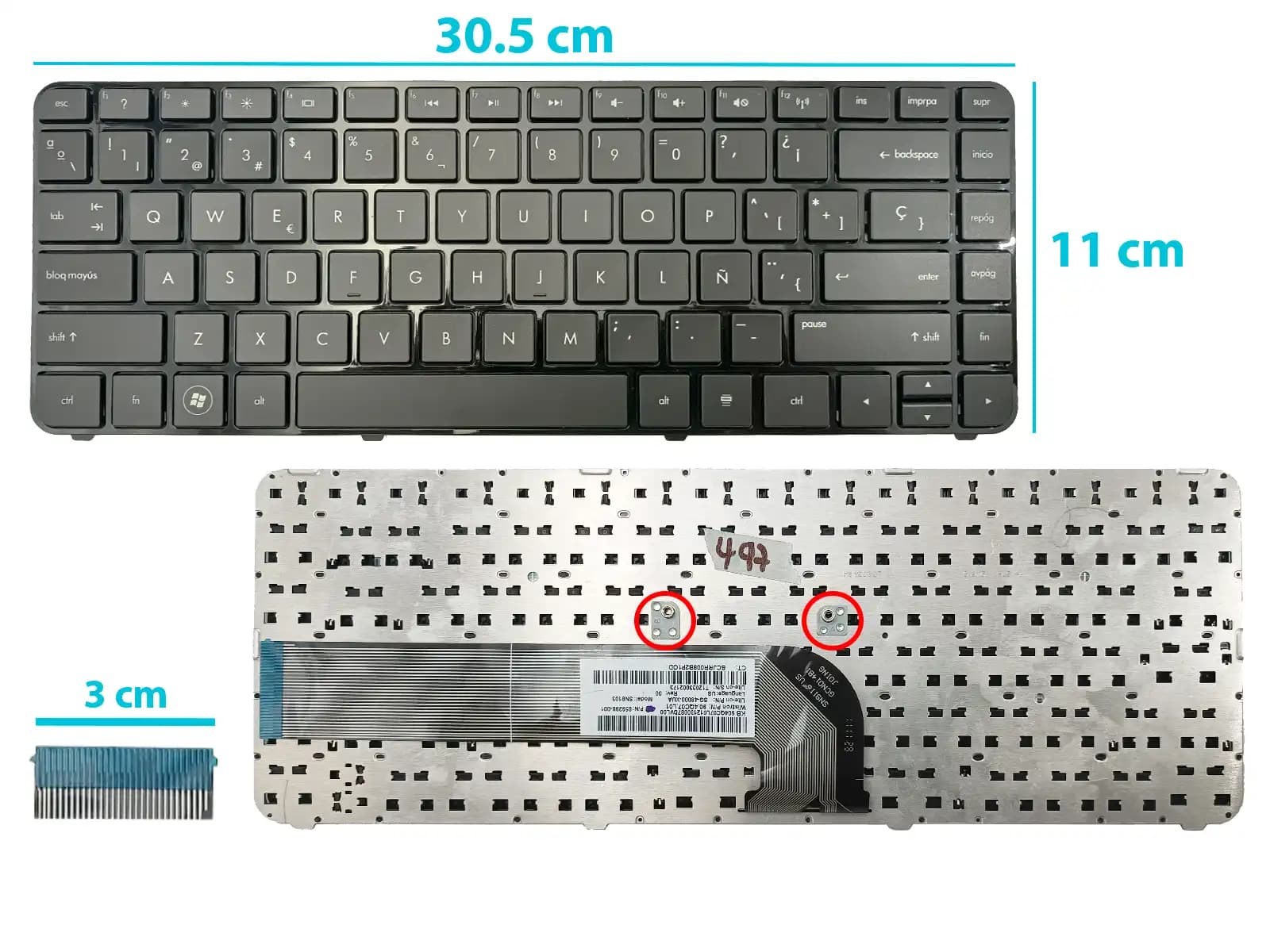 TECLADO ACER 521 WITH FRAME BLANCO SP — imagen 1