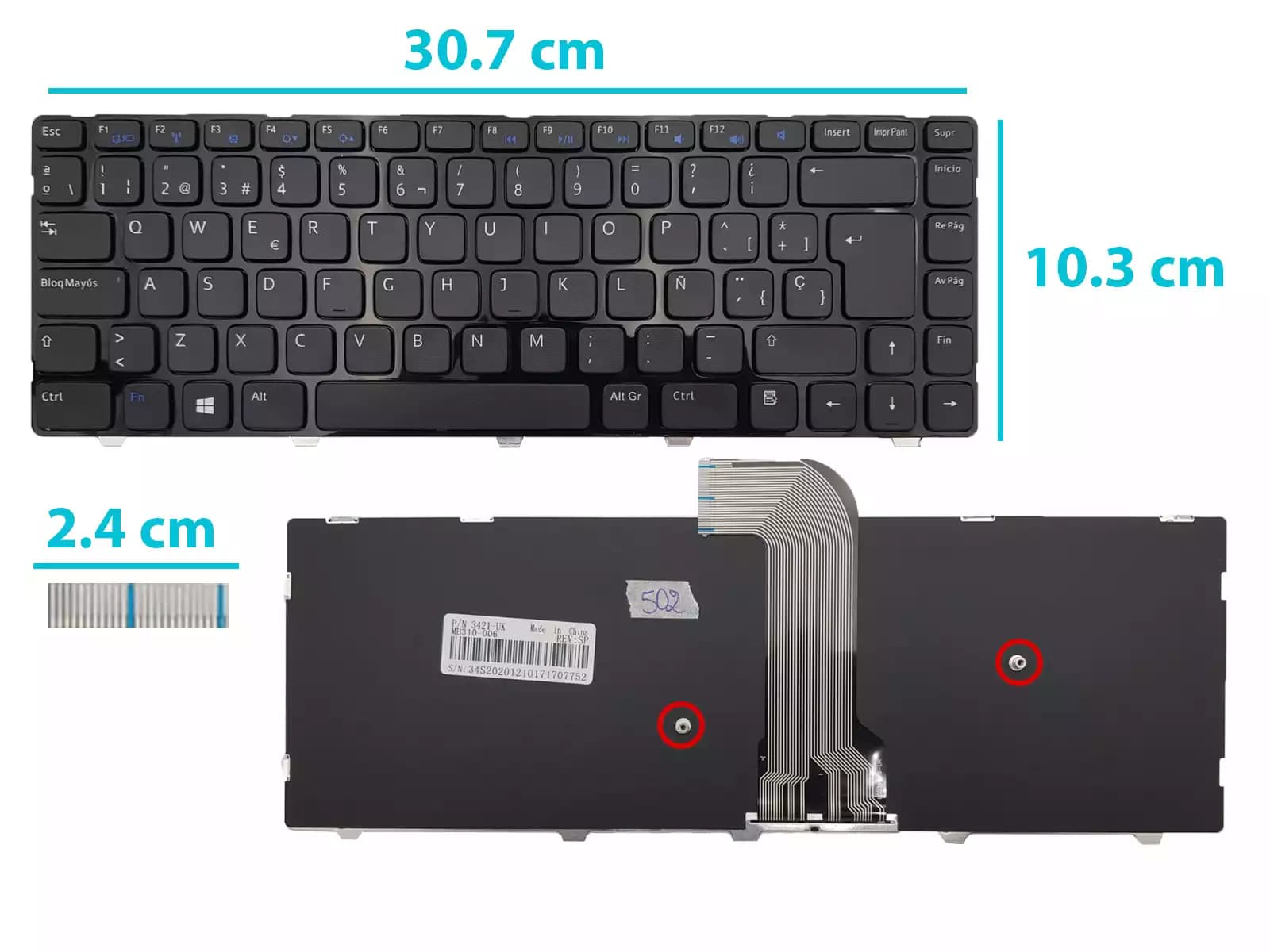 TECLADO DELL INSPIRON 14Z-D3421 azul SP — imagen 1