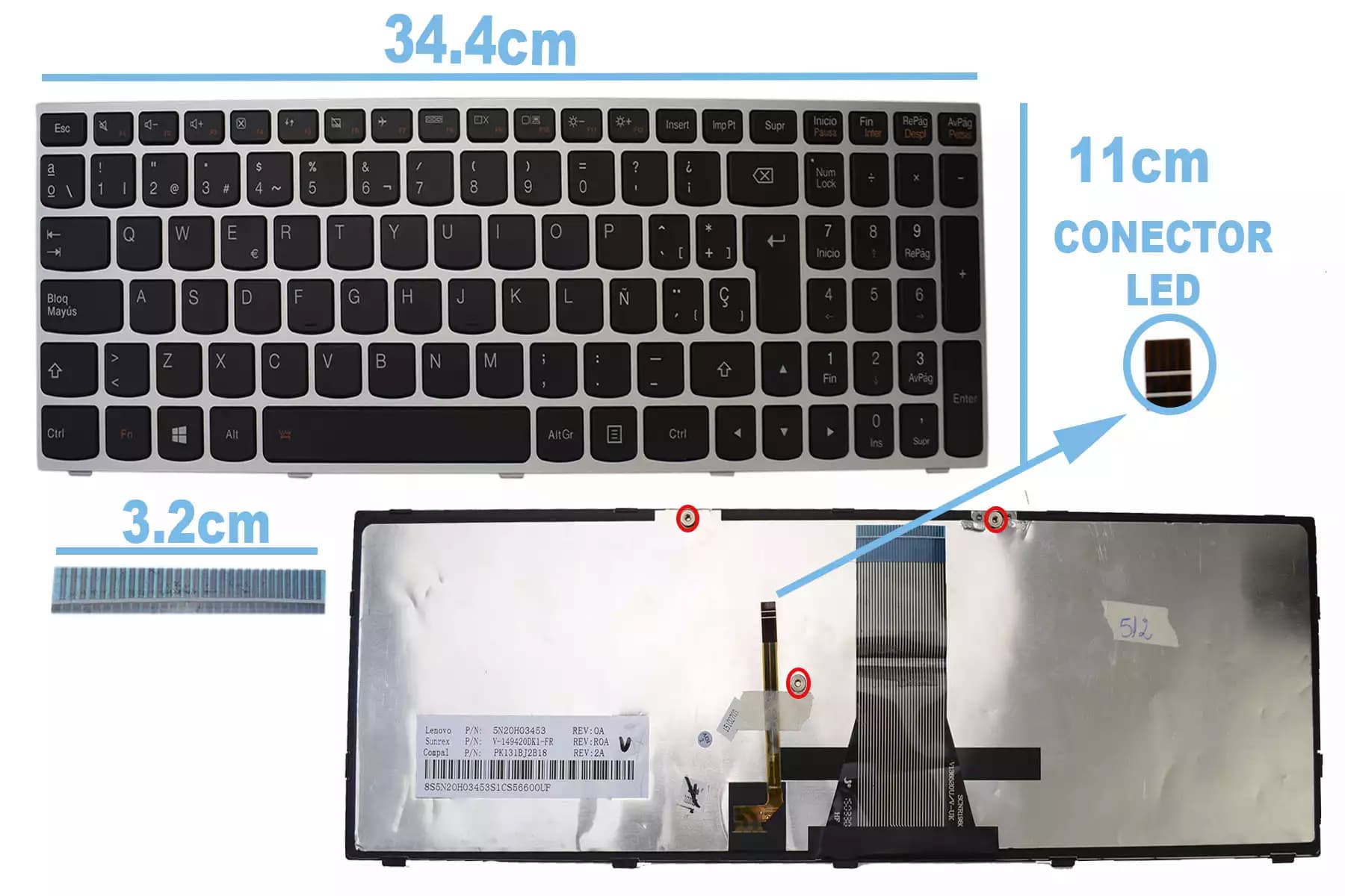 TECLADO LENOVO G500 SILVER CON BACKLIGTH SP — imagen 1