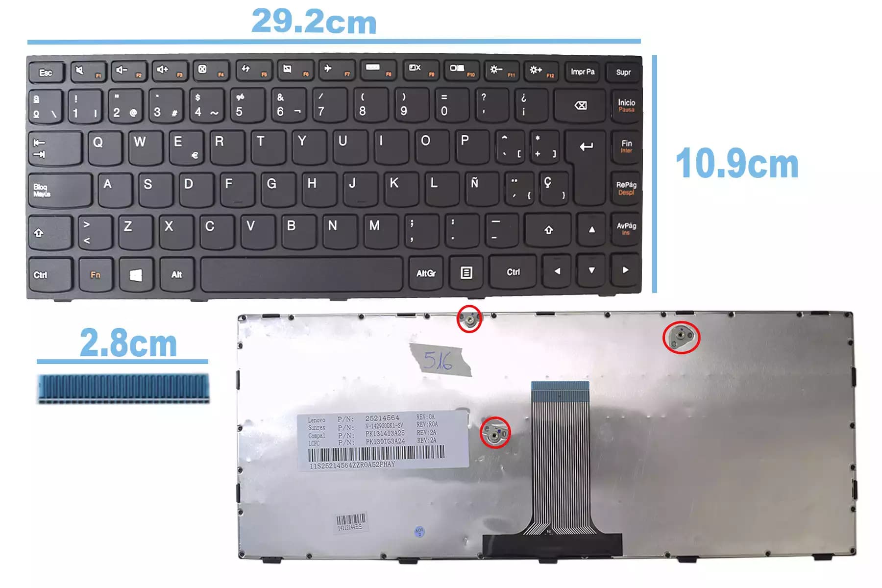 TECLADO LENOVO G40 (SMALL) Flex 14 (BIG) NEGRO SP — imagen 1