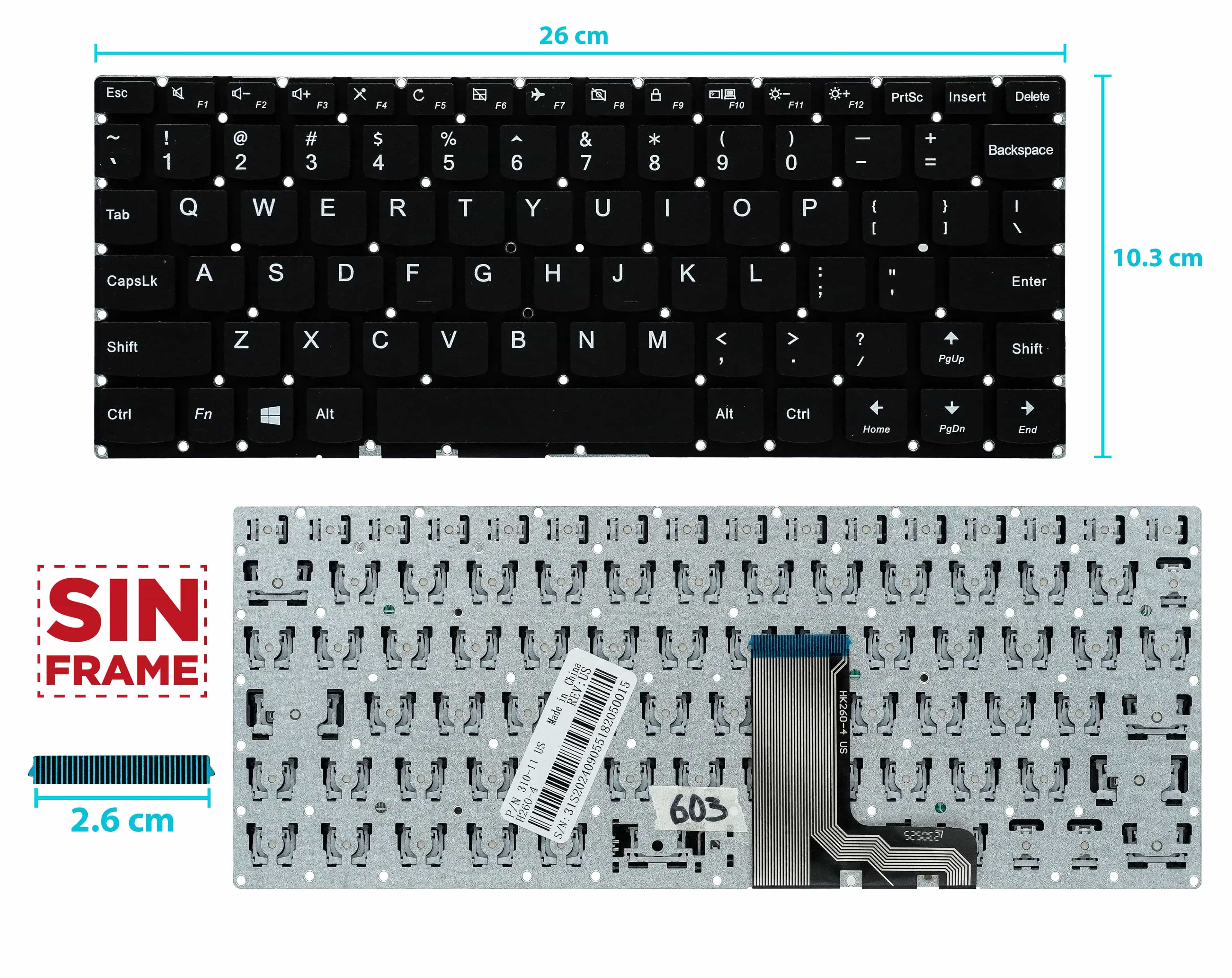 TECLADO LENOVO YOGA 310-11 310-11IAP 710-11 710-11IKB 710-11ISK SIN FRAME US