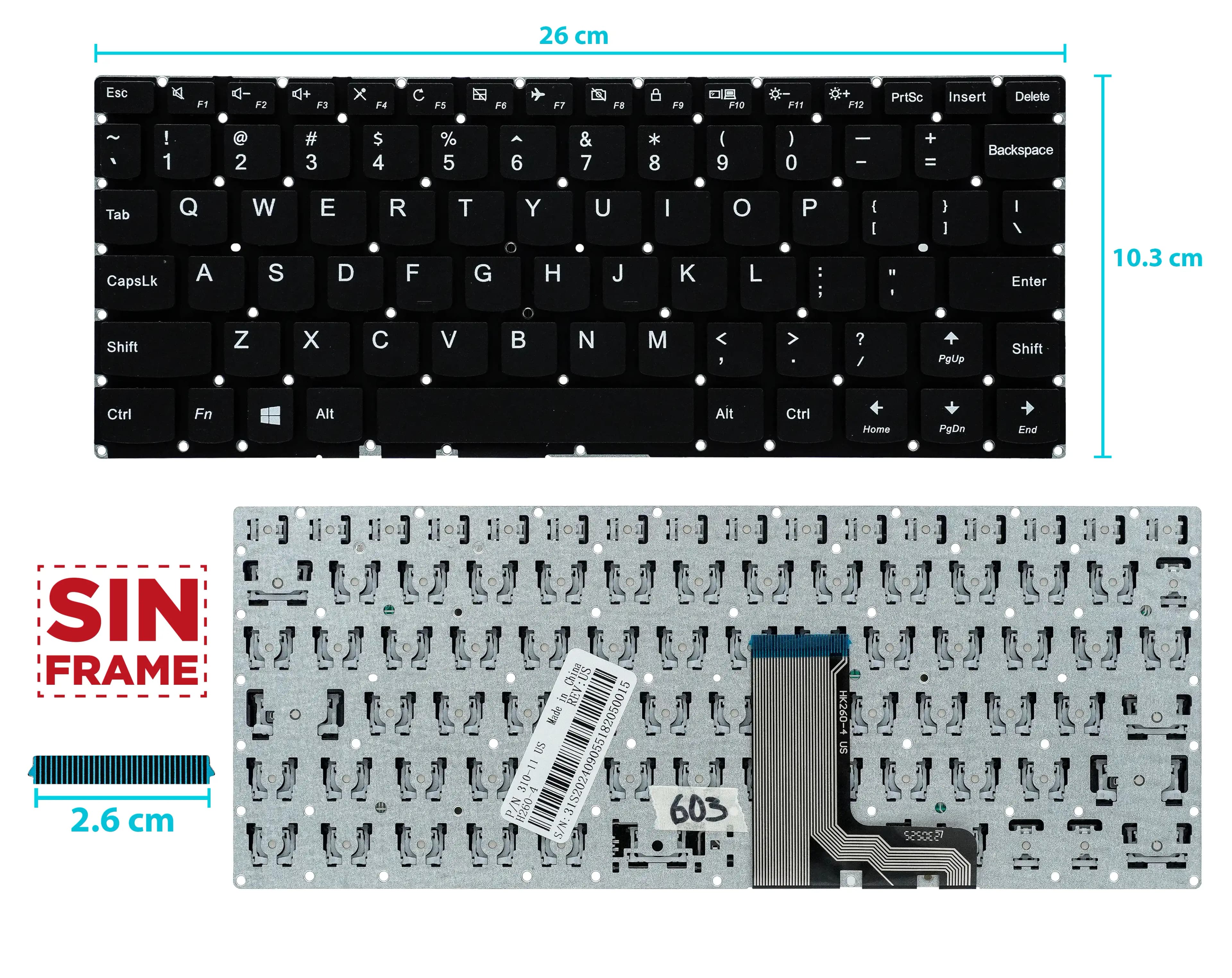 TECLADO LENOVO YOGA 310-11 310-11IAP 710-11 710-11IKB 710-11ISK SIN FRAME US — imagen 1