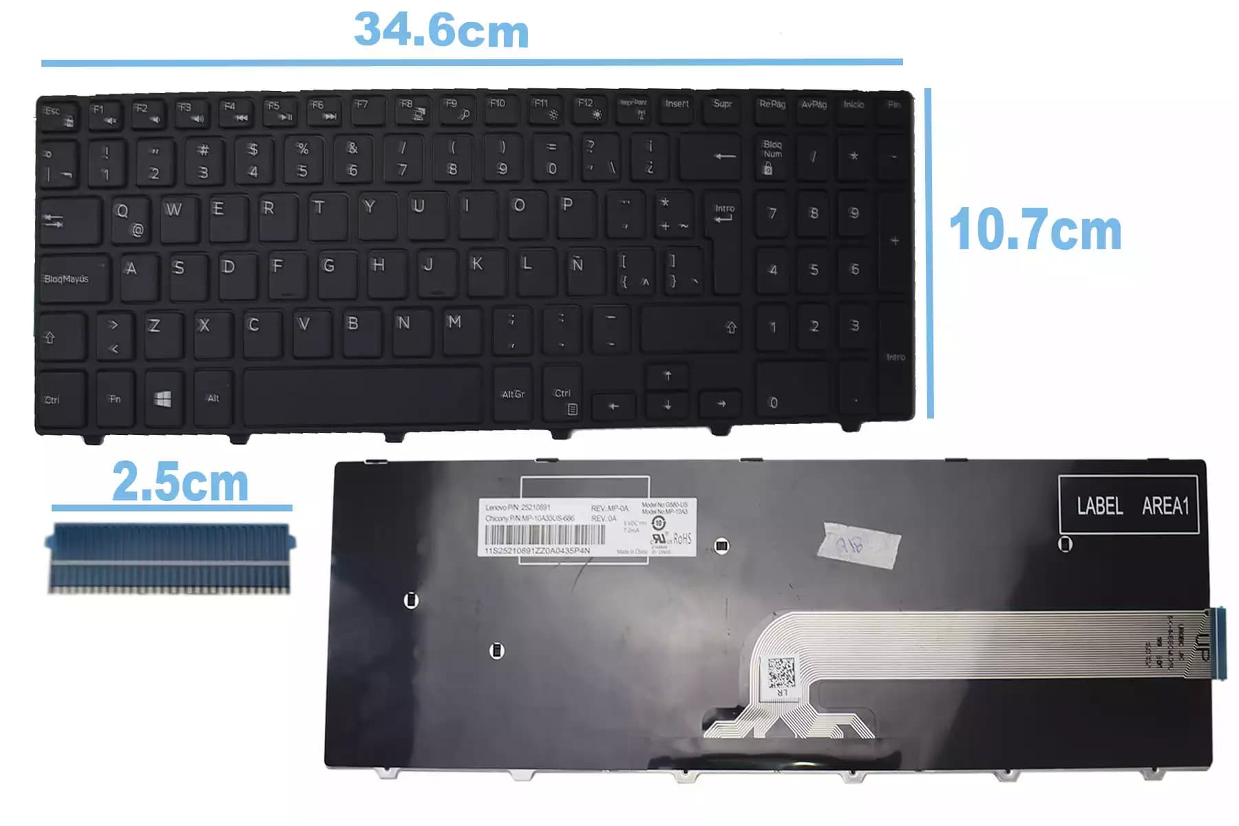 TECLADO DELL 15-3000 15-5000 SIN LUZ SP — imagen 1