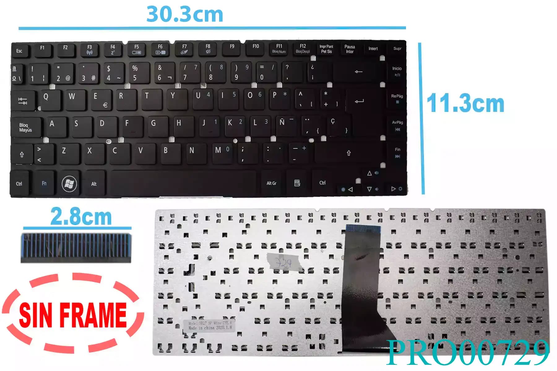 TECLADO ACER 3830 ES1 411 SIN FRAME SP — imagen 1