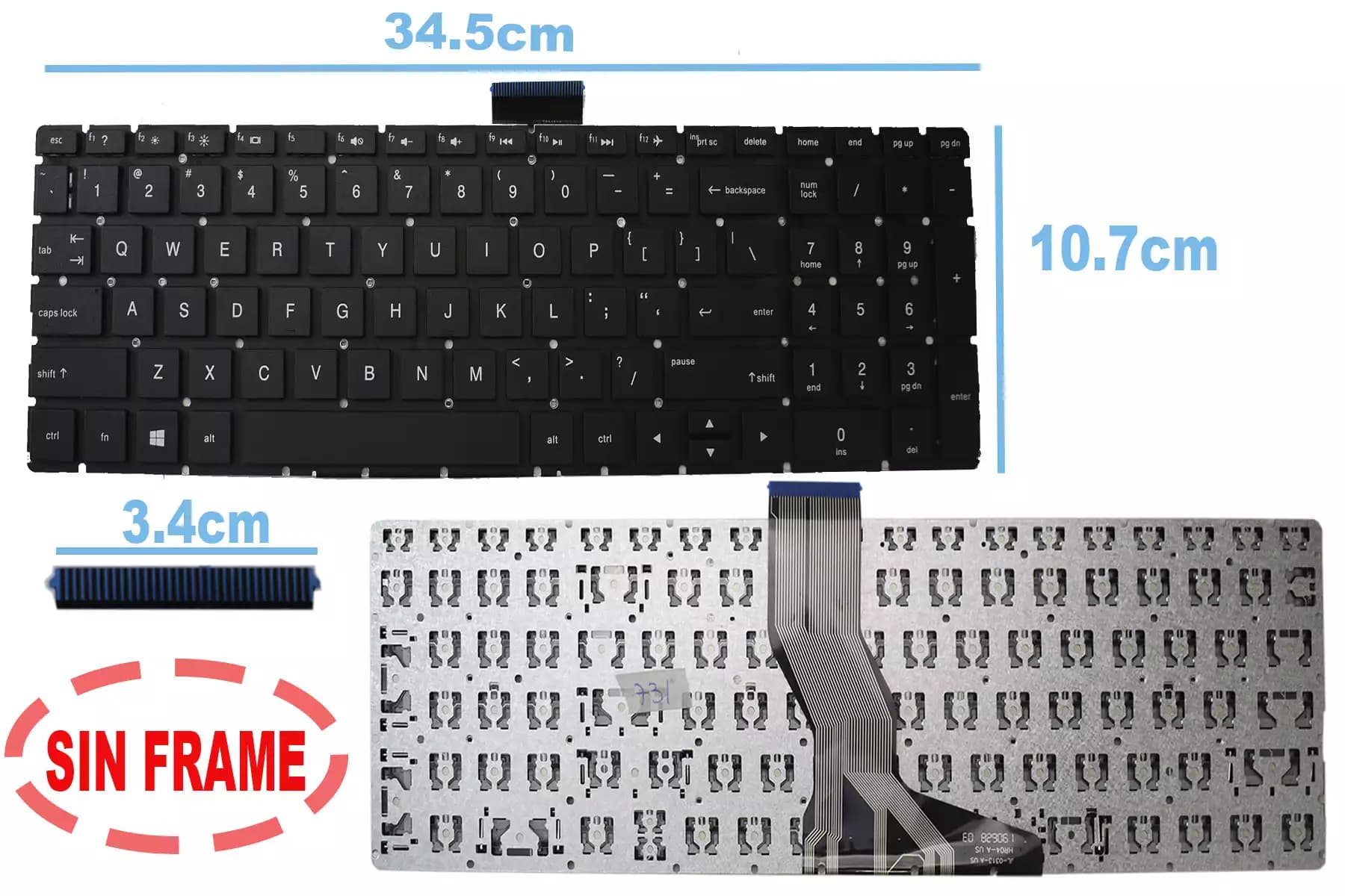 TECLADO HP 15-AB121DX SIN FRAME SMALL ENTER US — imagen 1