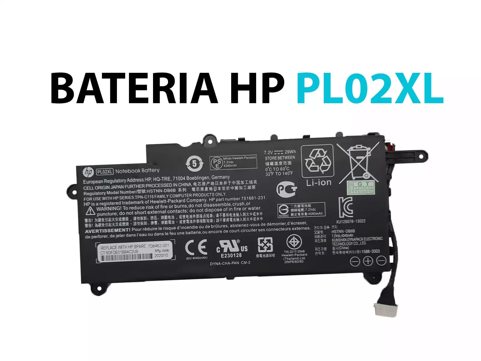 BATERIA HP 11 SERIES PL02XL INTERNA *ORIGINAL* — imagen 1