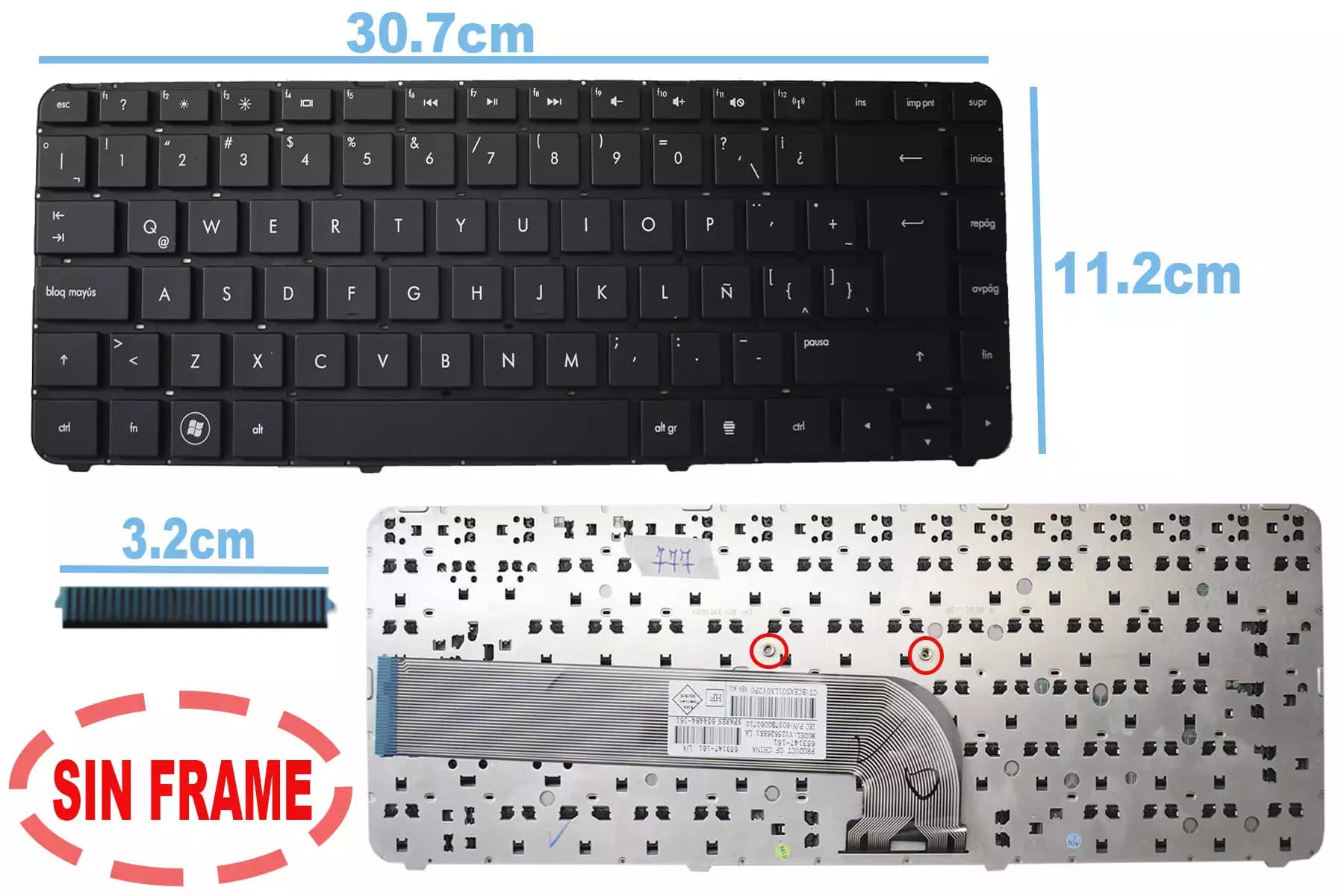 TECLADO HP DV4-3000 SIN FRAME SP — imagen 1