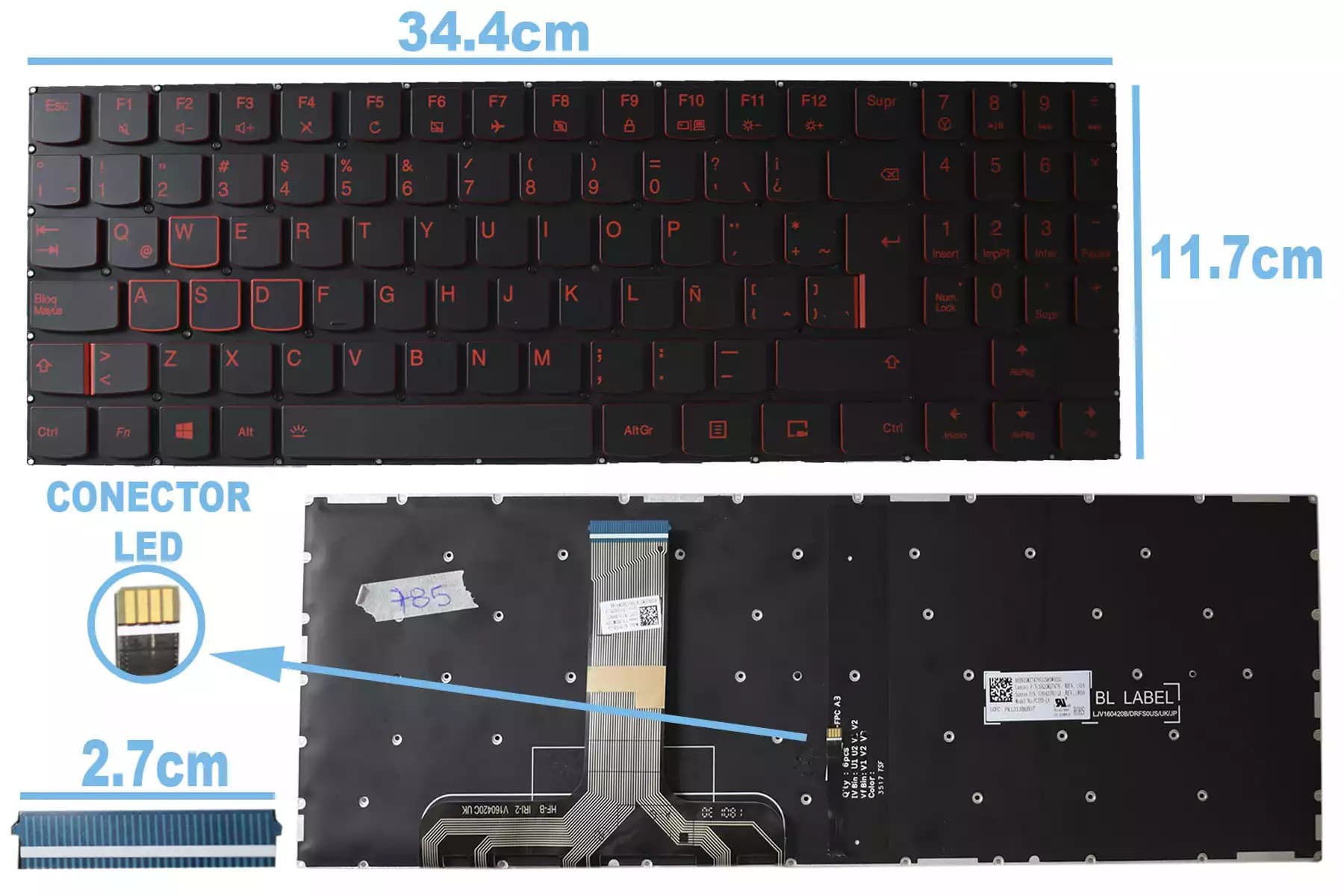 TECLADO LENOVO Y520/Y720 SIN FRAME LA — imagen 1