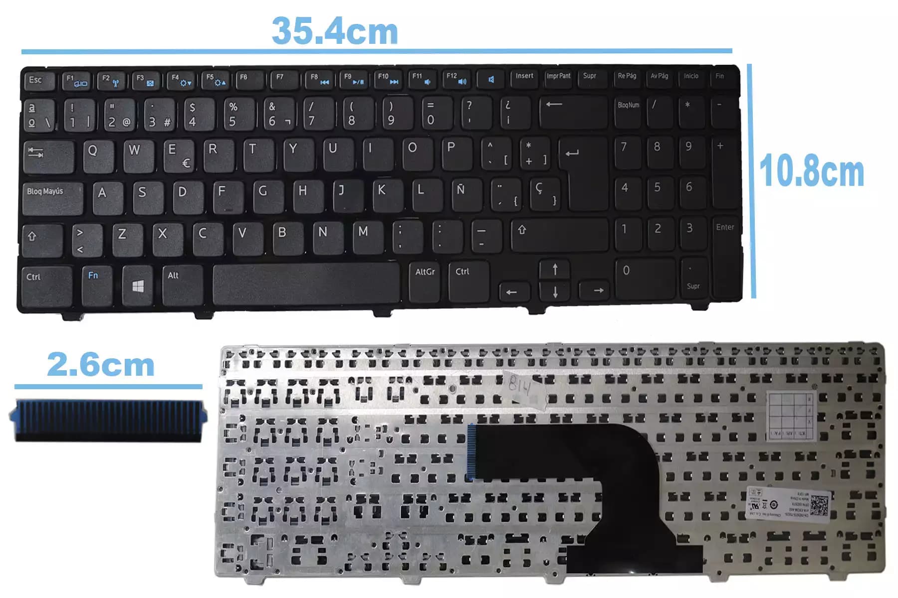 TECLADO DELL 15R 5521 3521 3531 3537 P28F azul SP — imagen 1