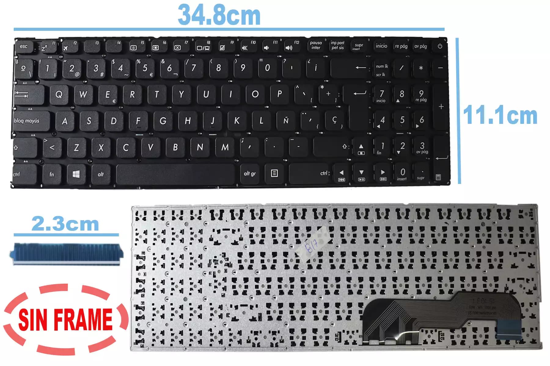 TECLADO ASUS X541 SIN FRAME BOTTON POWER SP — imagen 1
