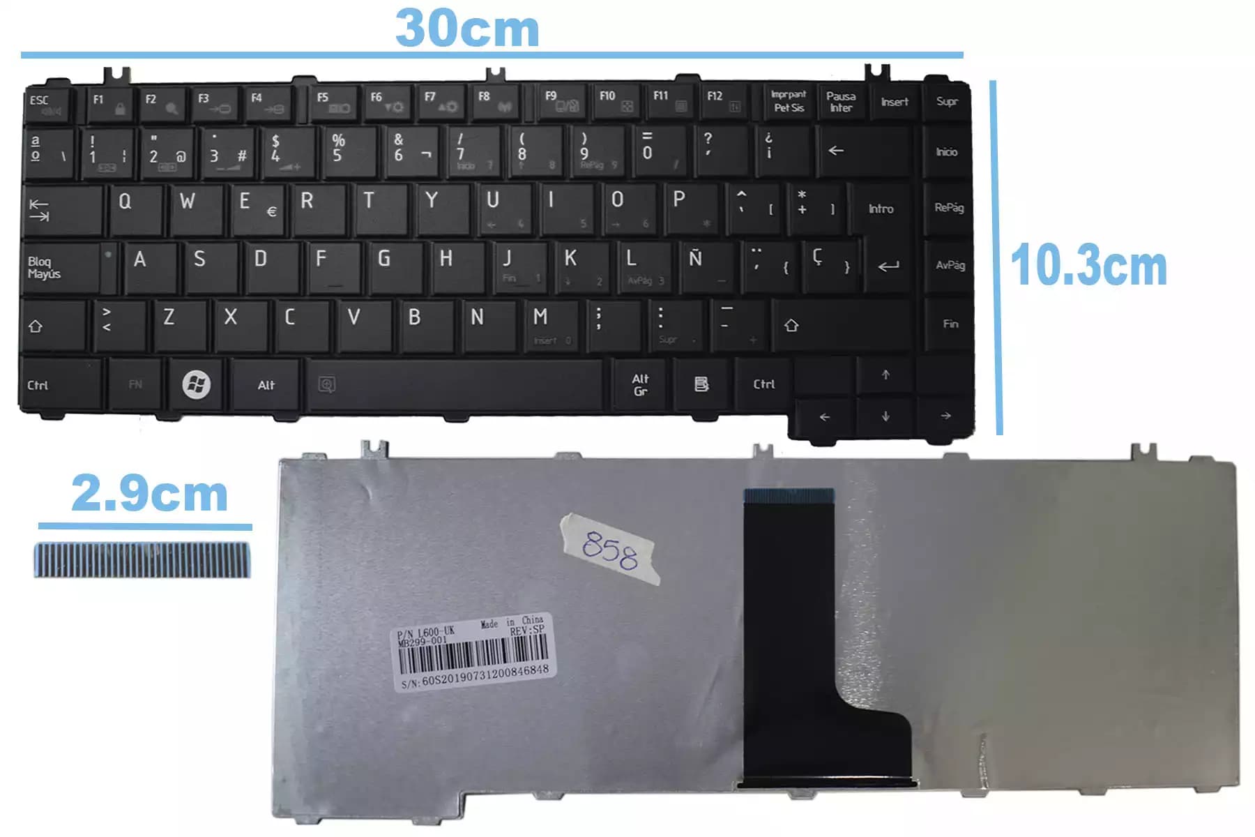 TECLADO TOSHIBA L600 L645 C645 L635 L745 735 SP — imagen 1