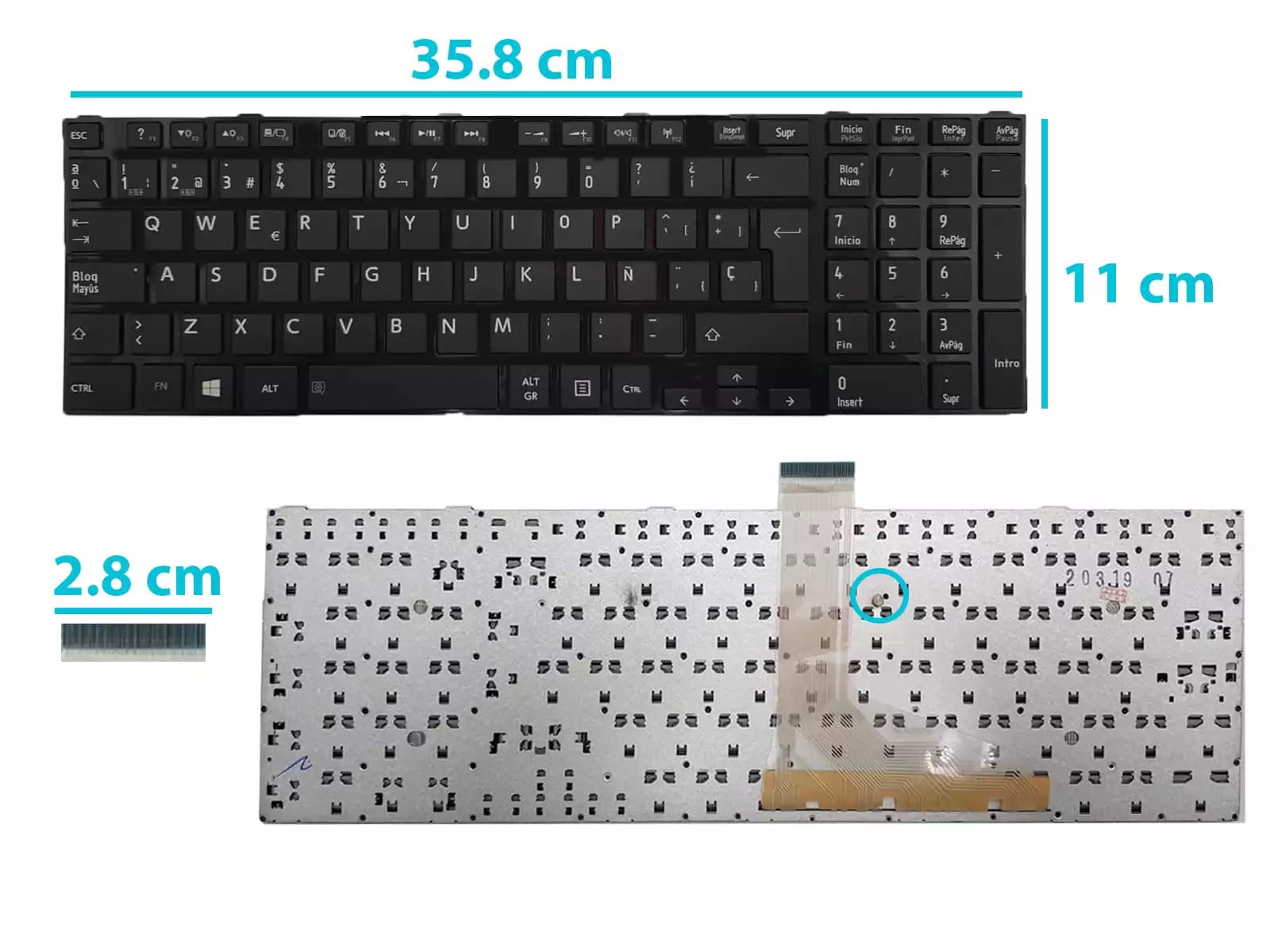 TECLADO TOSHIBA L855 NEGRO SP — imagen 1