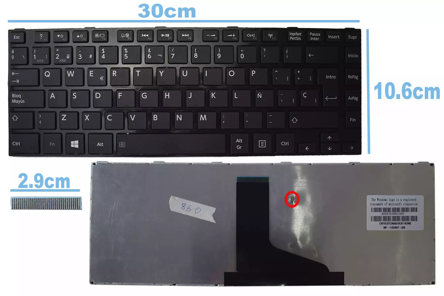 TECLADO TOSHIBA L800 C845/L835 L845 NEGRO SP — imagen 1