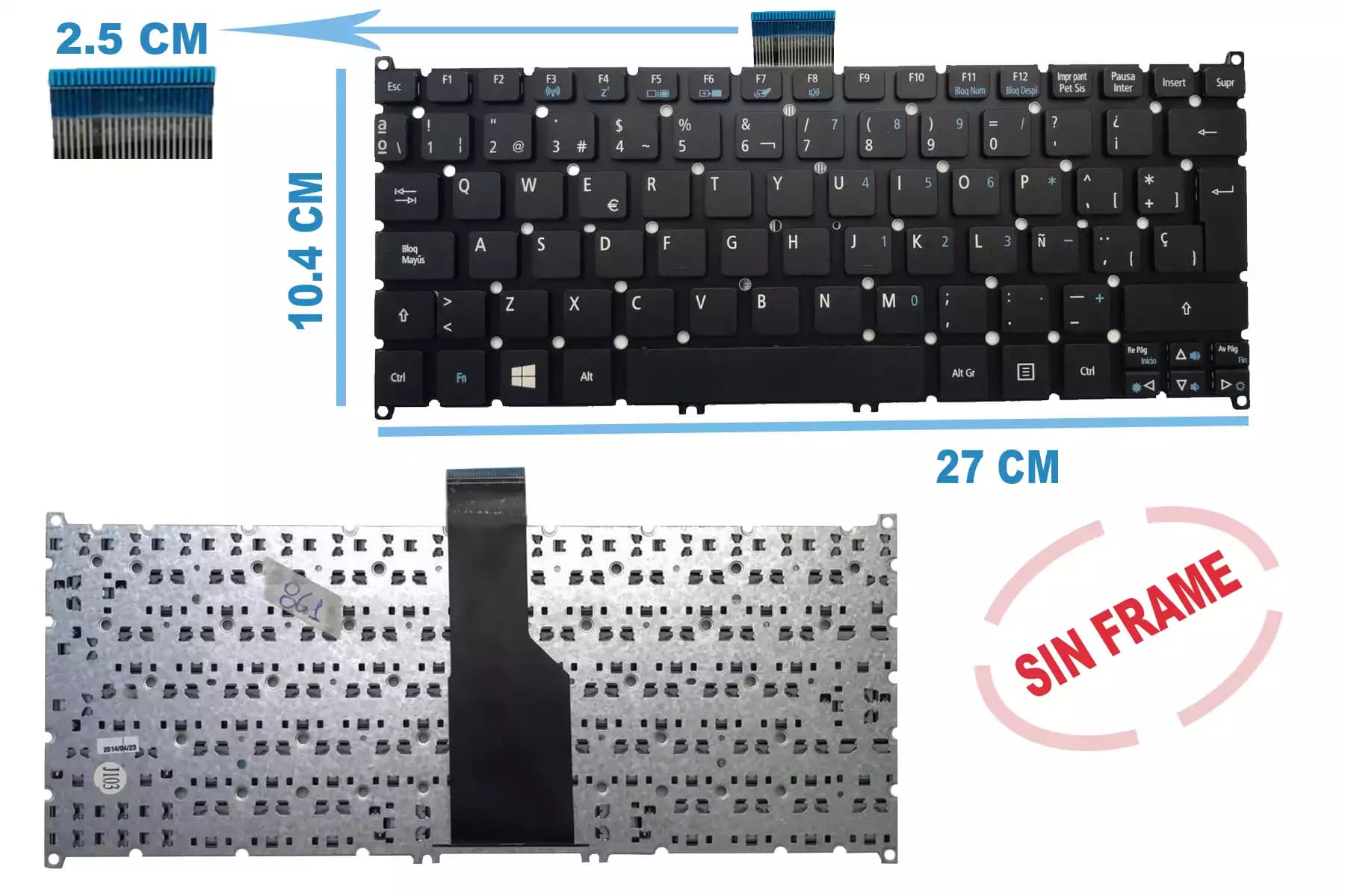 TECLADO ACER S3 SIN FRAME SP — imagen 1