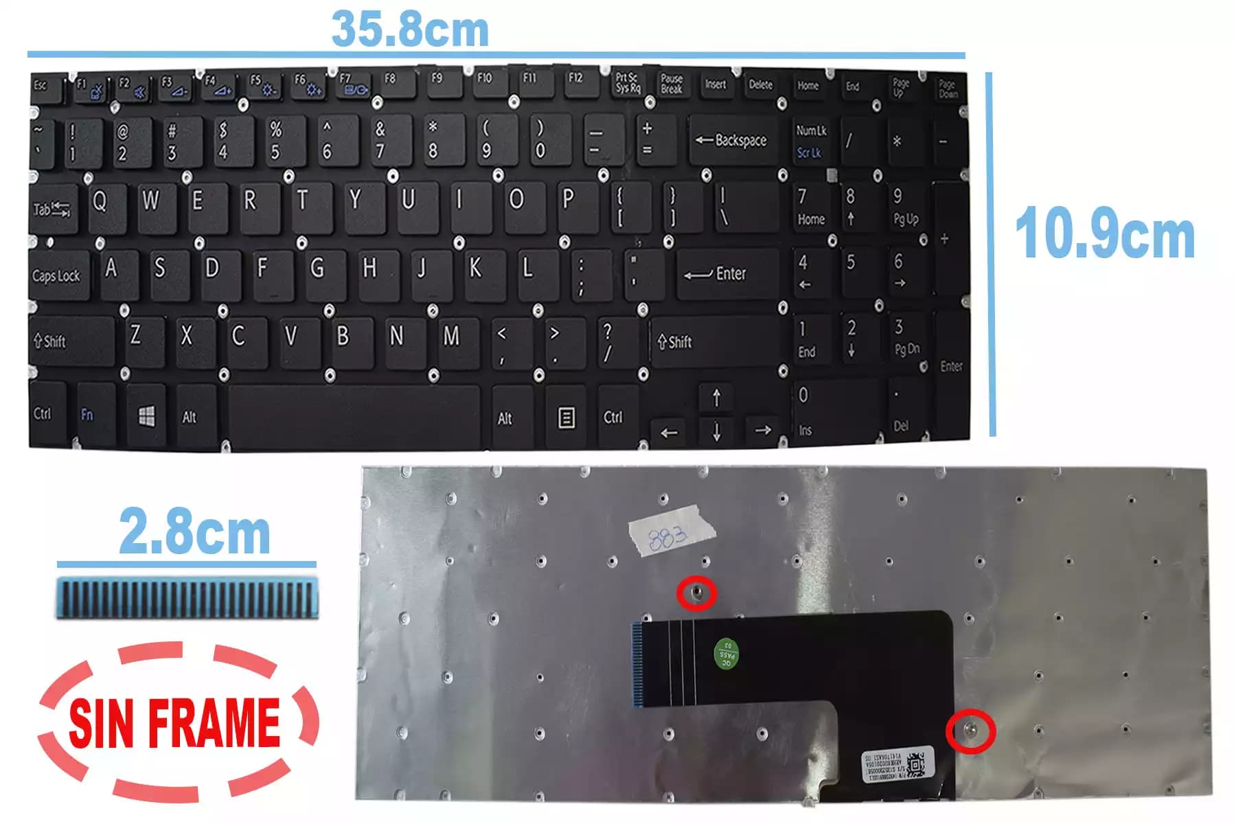 TECLADO SONY SVF 15 SIN FRAME US — imagen 1
