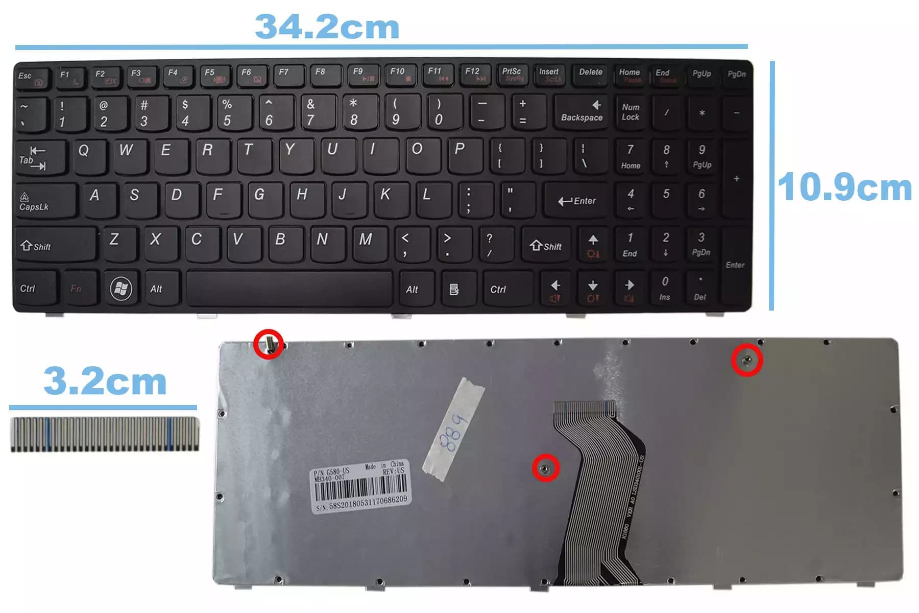 TECLADO LENOVO G580 US — imagen 1