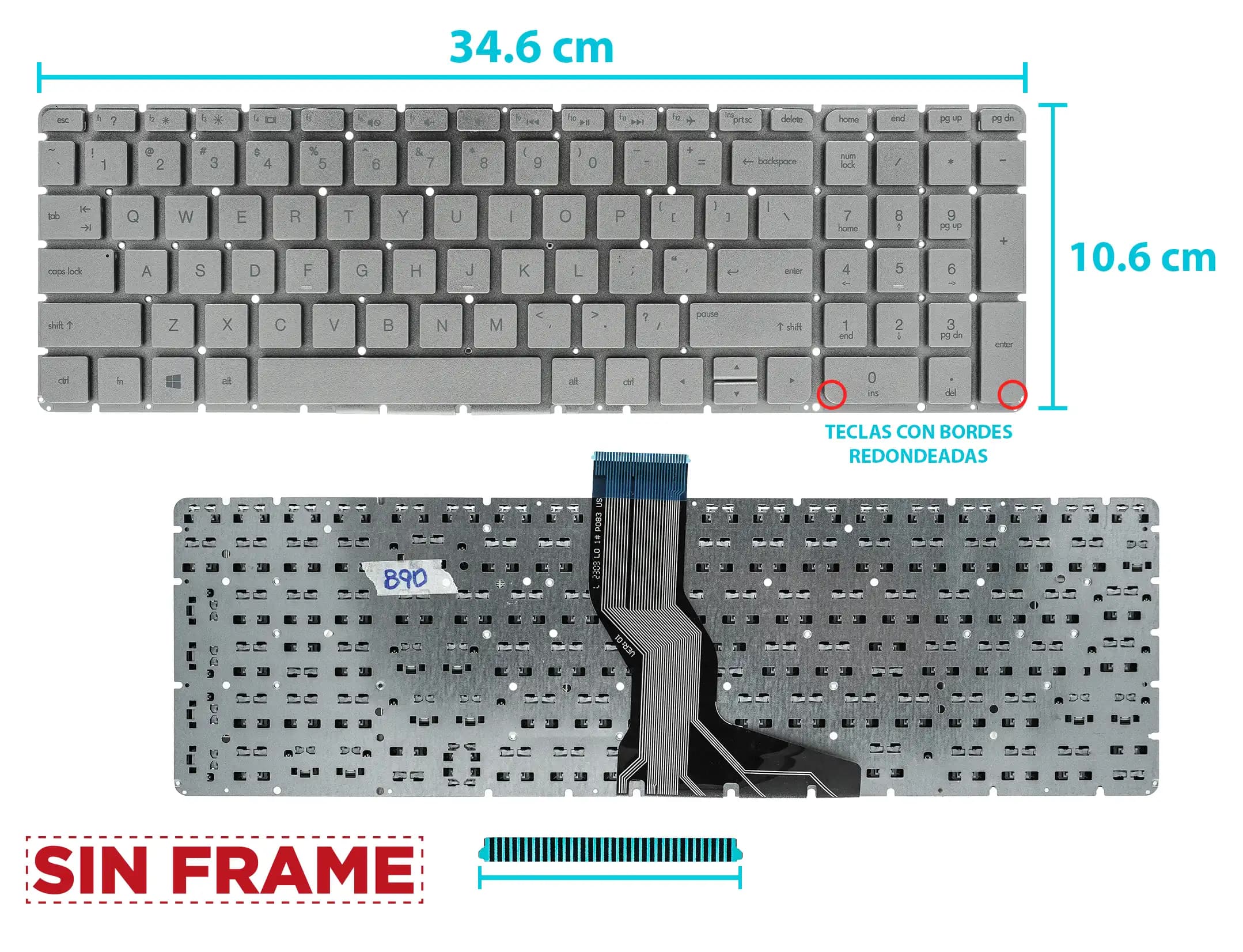 TECLADO TOSHIBA L855 (2 TORNILLOS) NEGRO SP — imagen 2