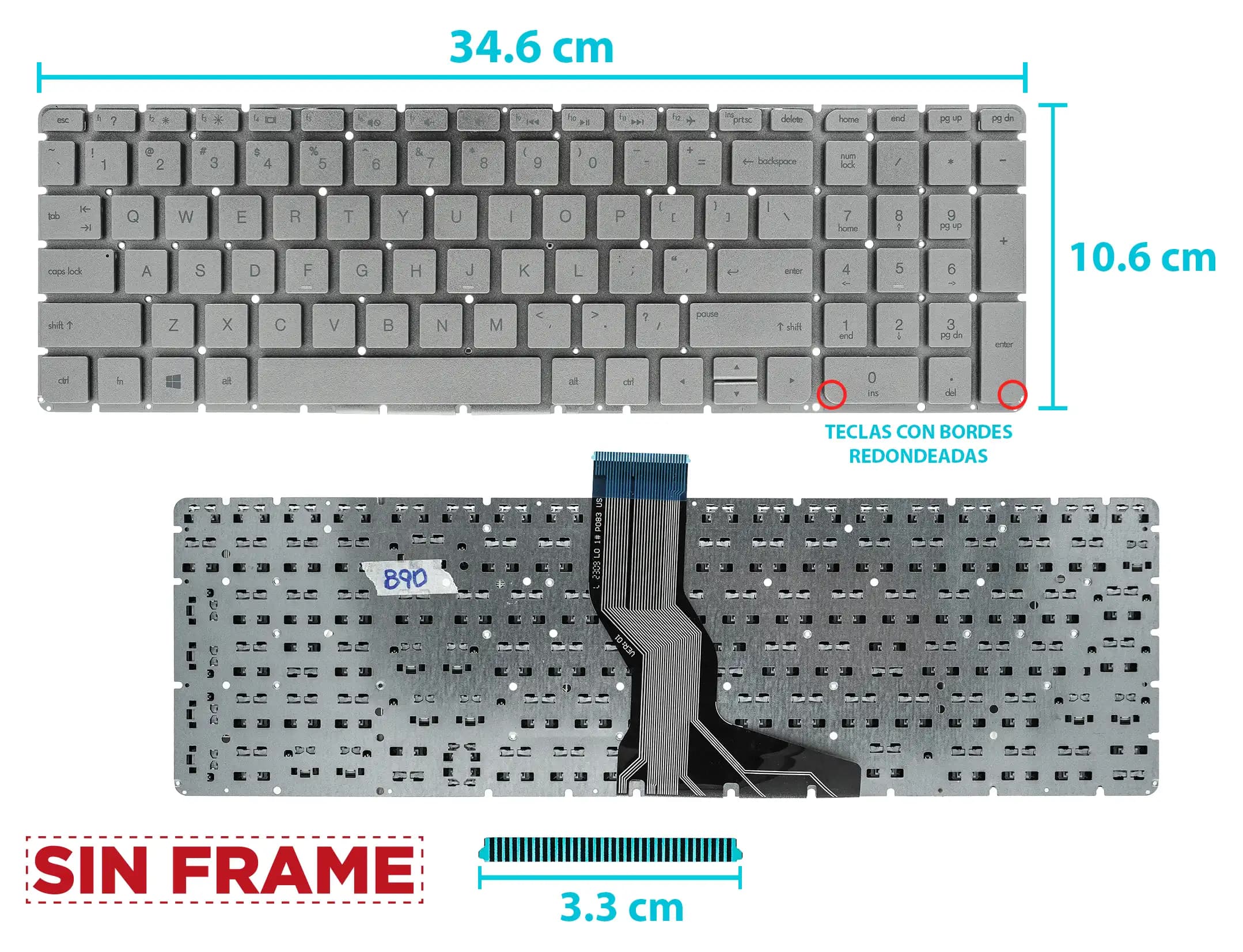 TECLADO TOSHIBA L855 (2 TORNILLOS) NEGRO SP — imagen 1