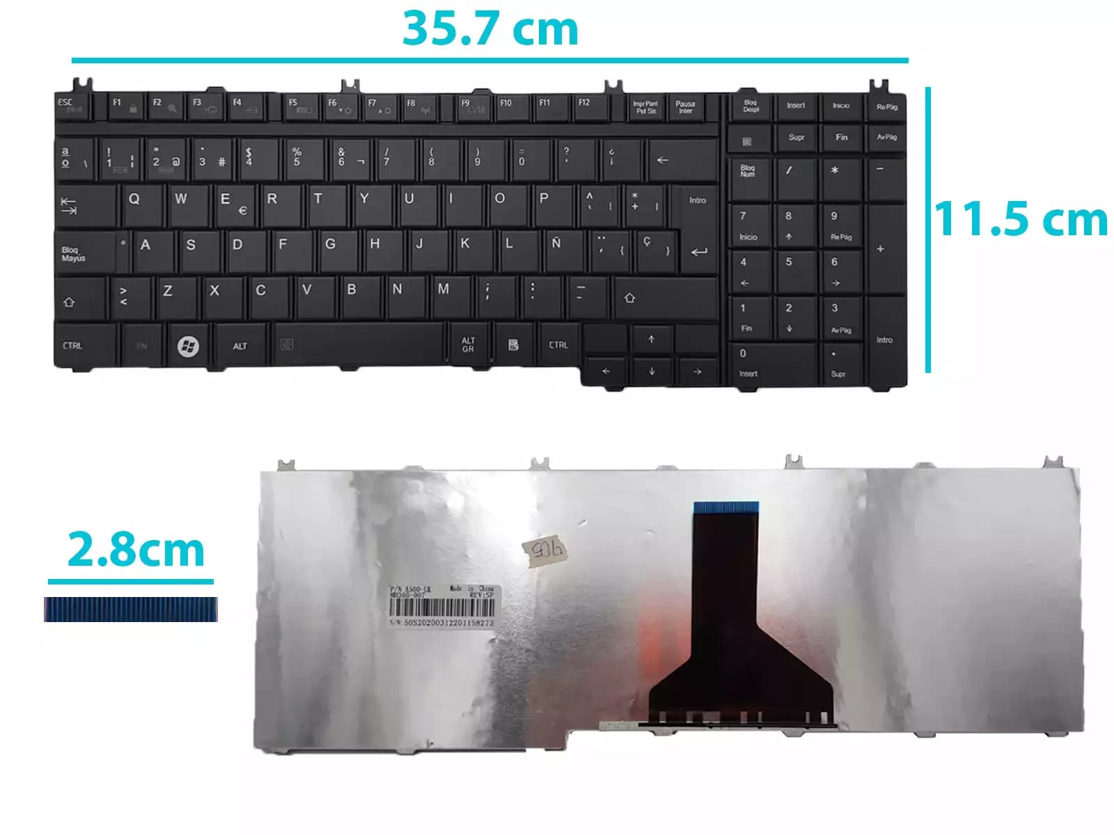 TECLADO TOSHIBA P300 L500 L550 L550D L555 L555d L350 L355 L350D SP — imagen 1