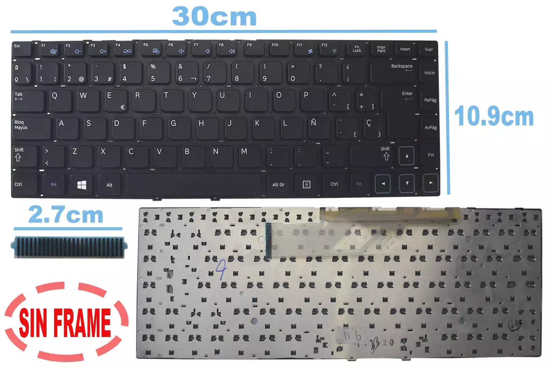 TECLADO SAMSUNG NP300E4A SIN FRAME SP — imagen 1