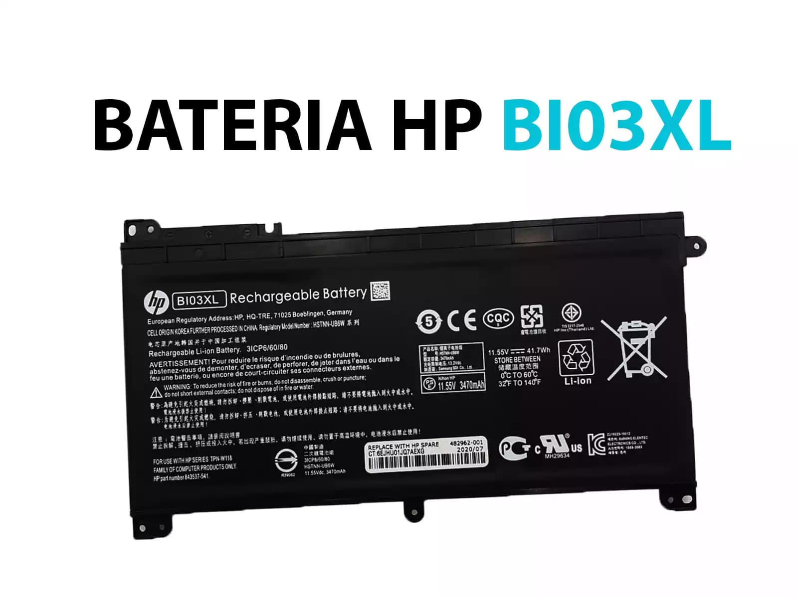 BATERIA HP BI03XL INTERNA *ORIGINAL* — imagen 1