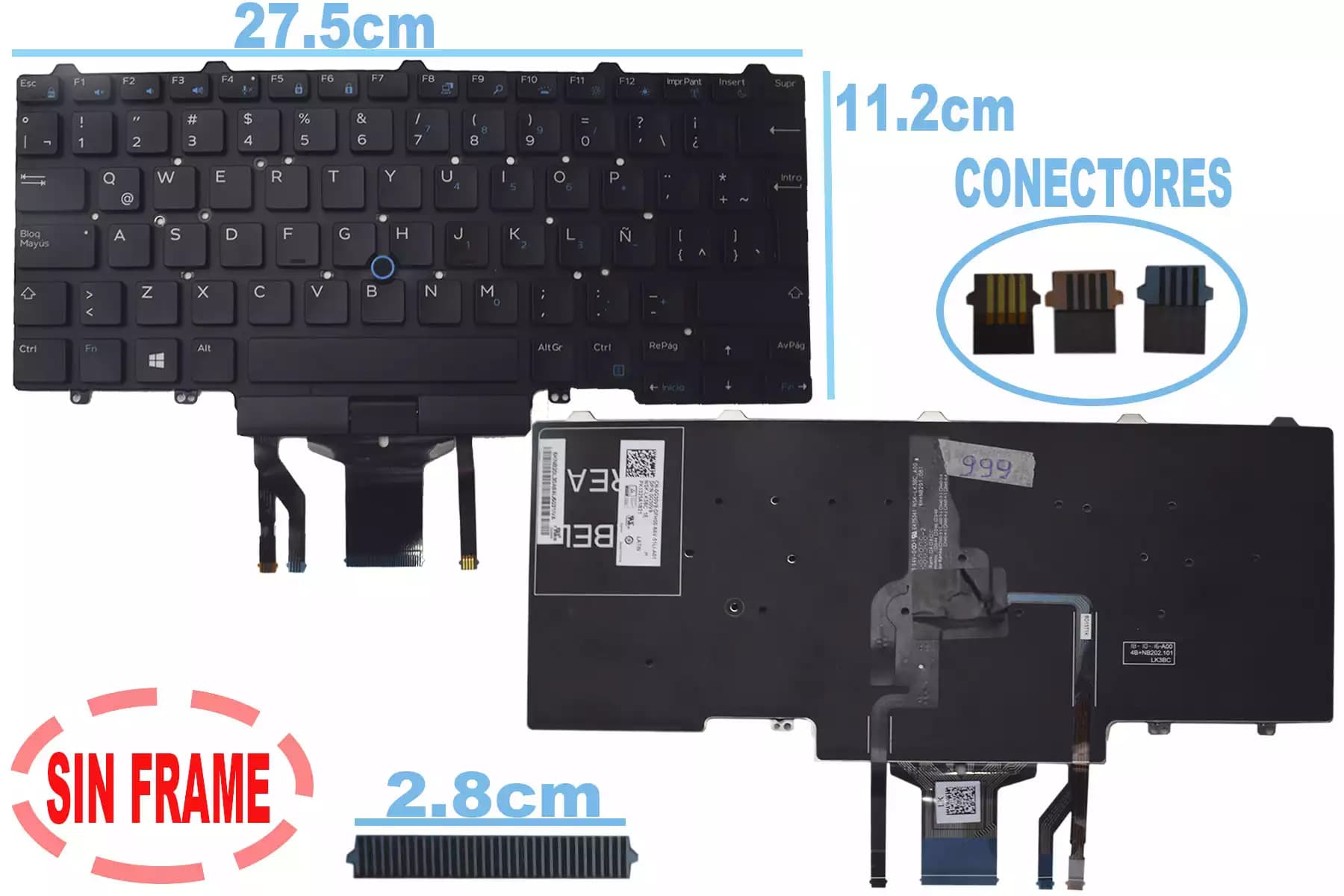 TECLADO DELL E7470 E5470 SIN FRAME LA — imagen 1