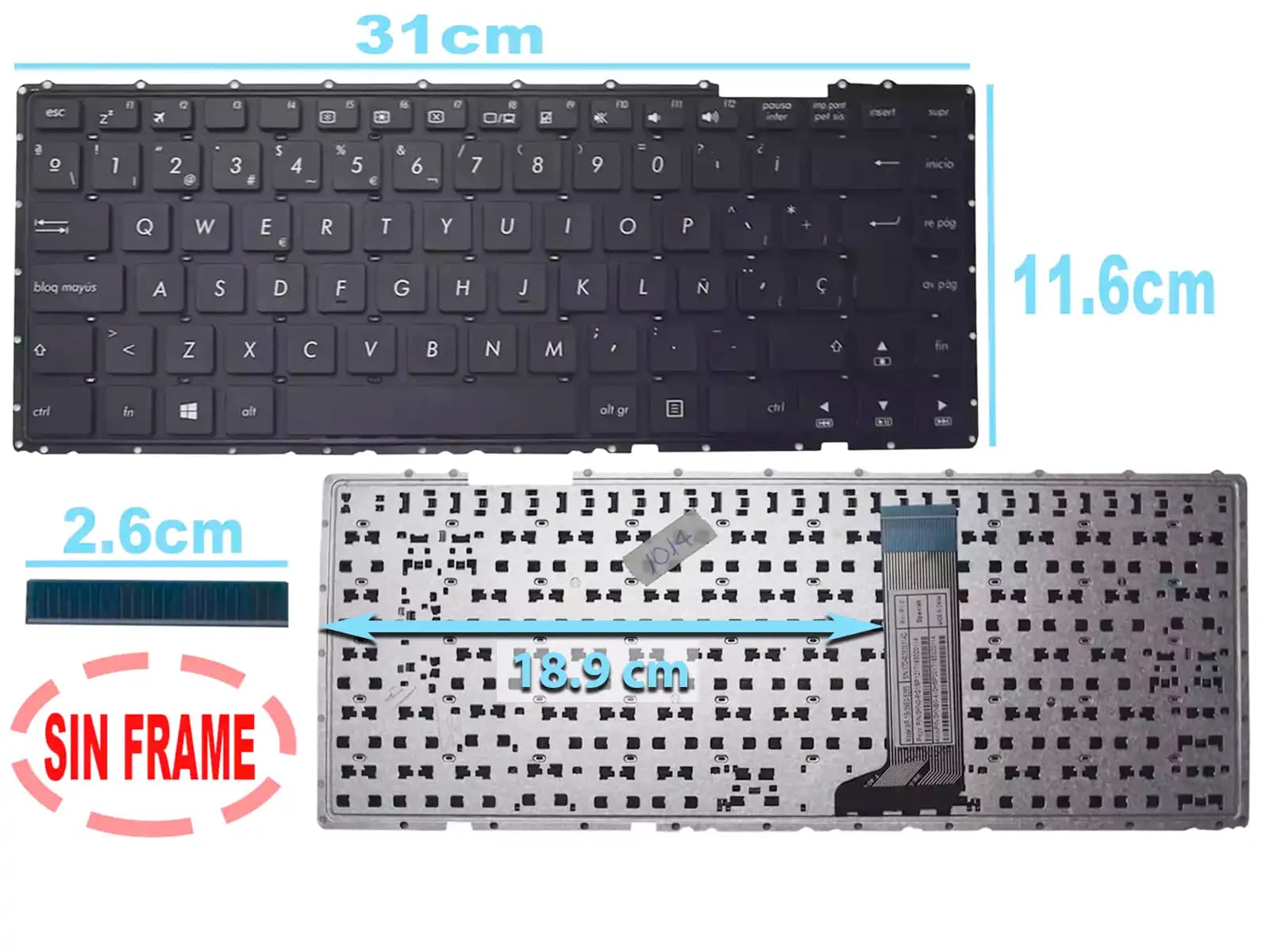 TECLADO ASUS X453 X453S X453SA X405U X455 SIN FRAME SP — imagen 1