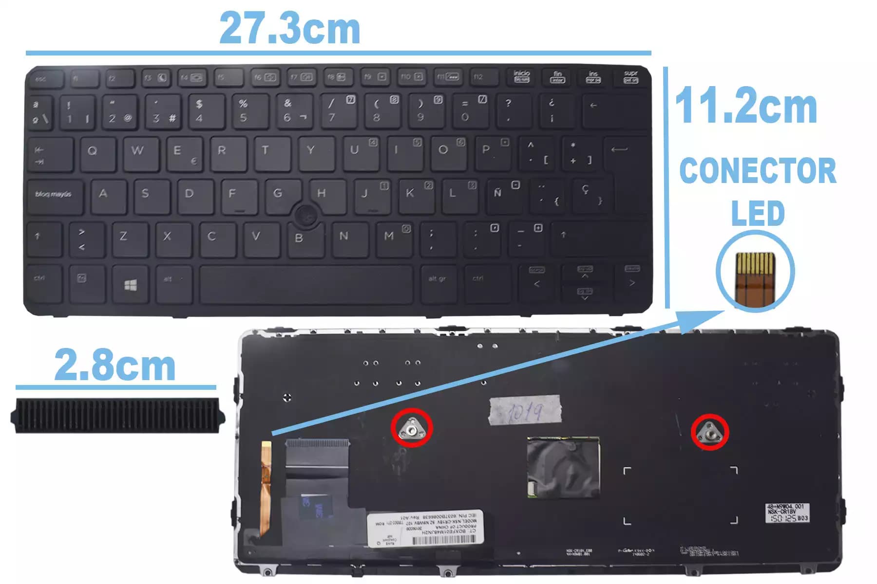 TECLADO HP 820 G1 CON FRAME Y POINTER SP — imagen 1