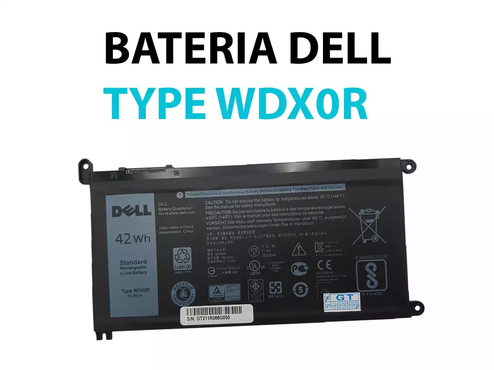 BATERIA DELL TYPE WDX0R P66F 42Wh *ORIGINAL* — imagen 1