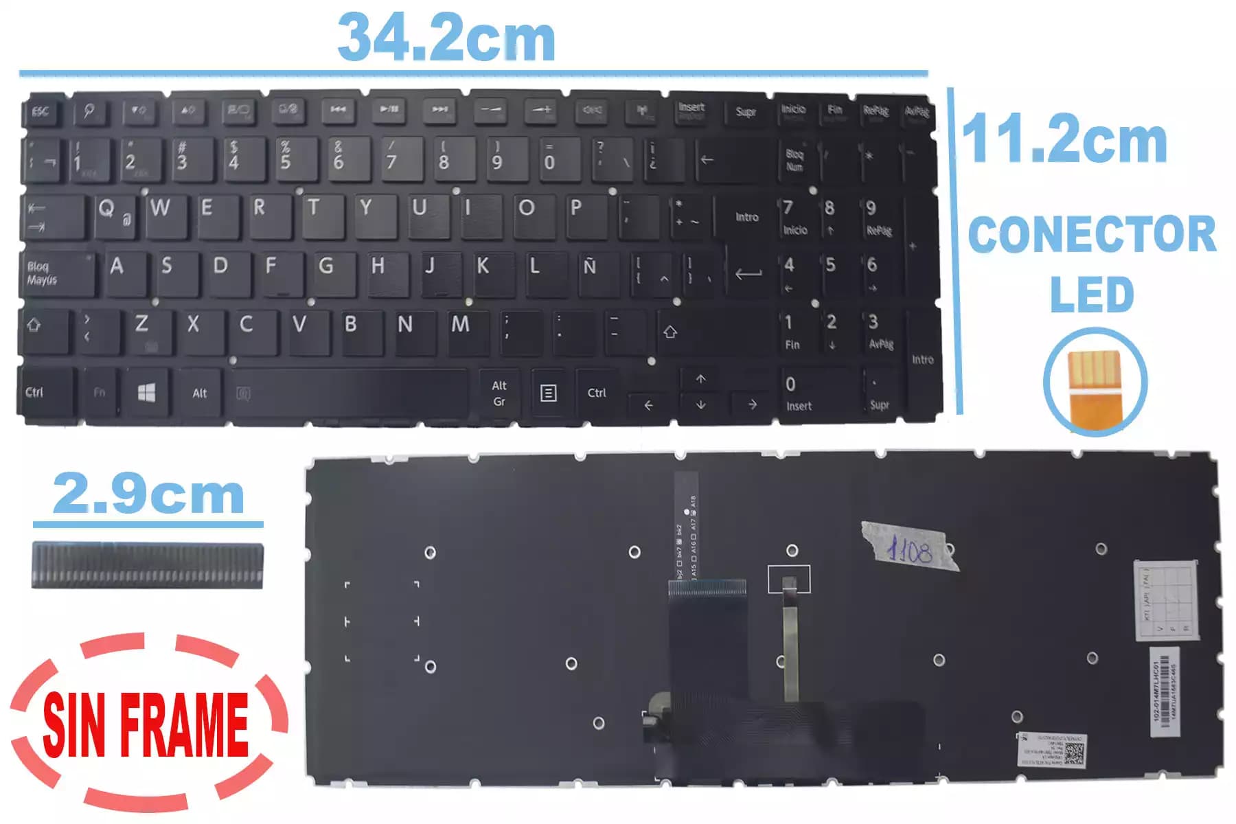 TECLADO TOSHIBA P55W B5112 SIN FRAME CON BACKLIGTH LA — imagen 1