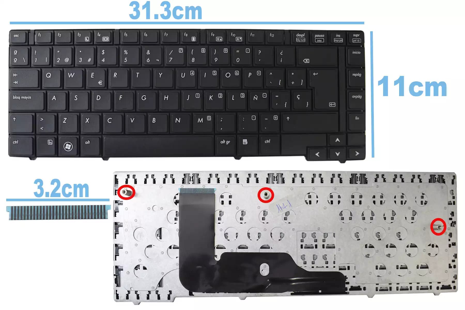 TECLADO HP 8440 NEGRO SP — imagen 1