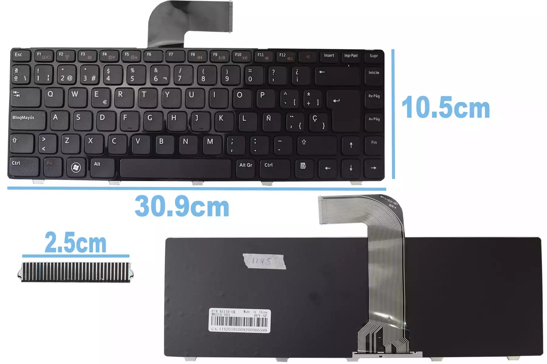 TECLADO DELL N4050 N4110 NARANJA SP — imagen 1