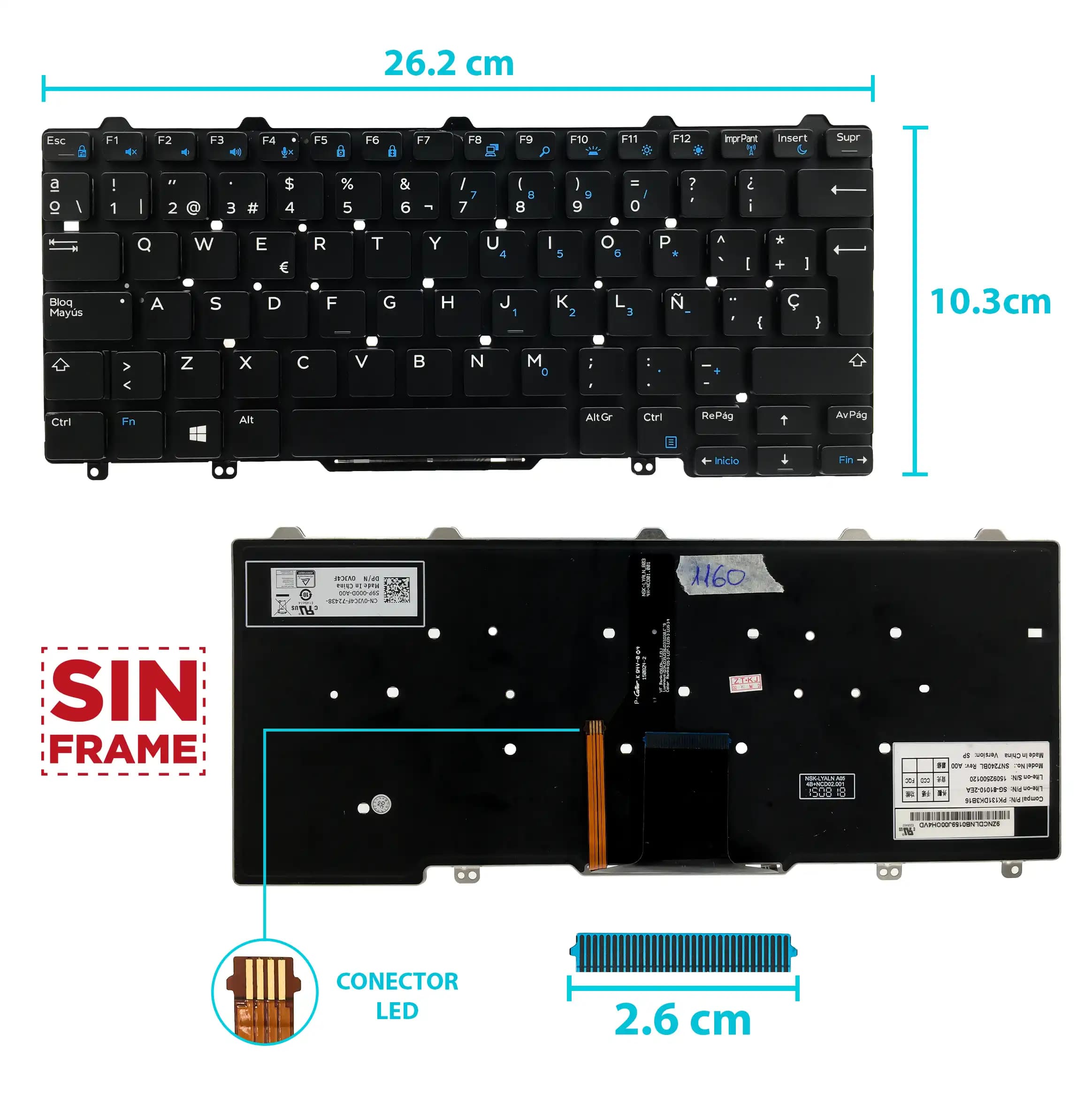 TECLADO DELL E6440 E6430 SIN BACKLIGHT SIN POINTER SP — imagen 1