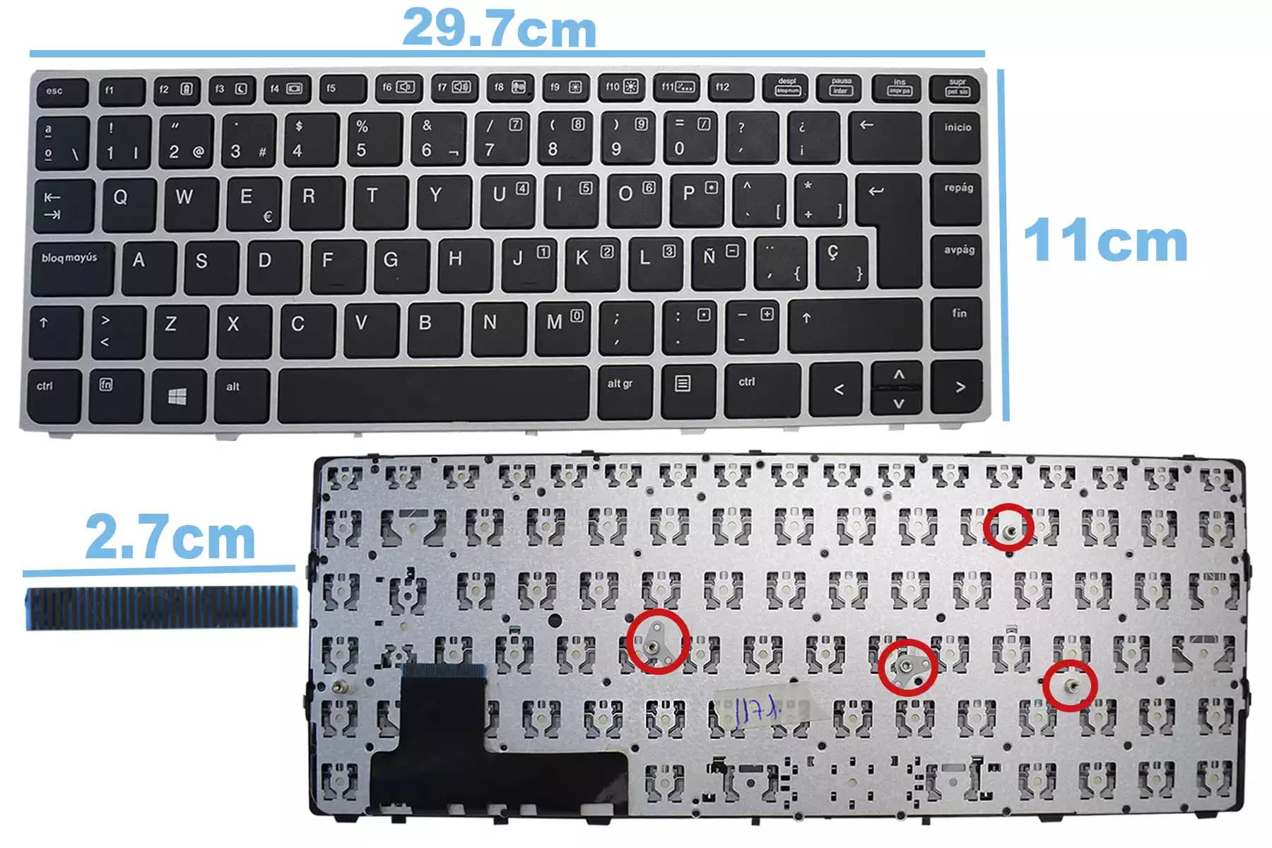 TECLADO HP FOLIO 9470M 702843-161 SILVER SP — imagen 1
