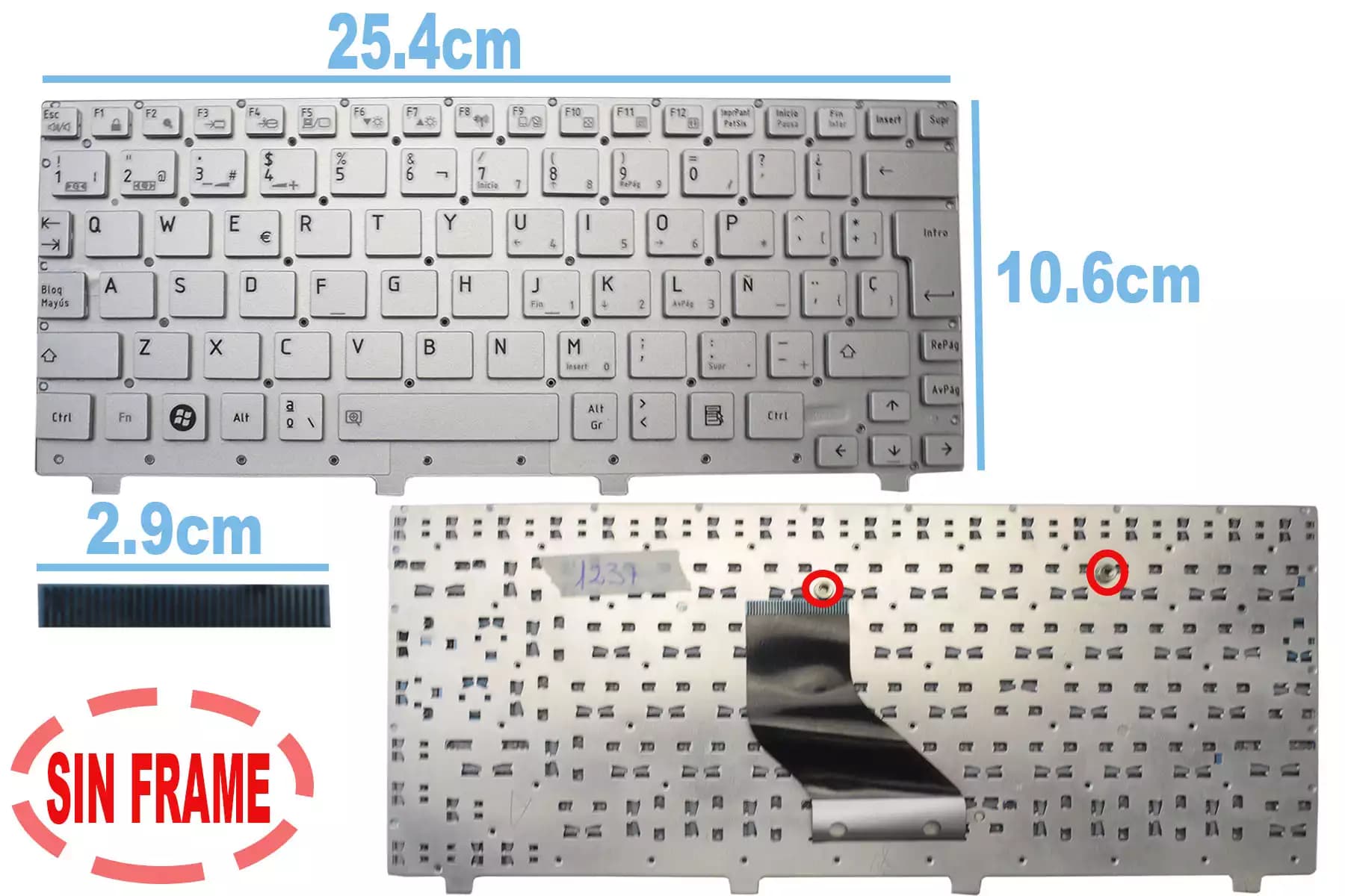 TECLADO TOSHIBA NB500 SILVER SIN FRAME SP — imagen 1