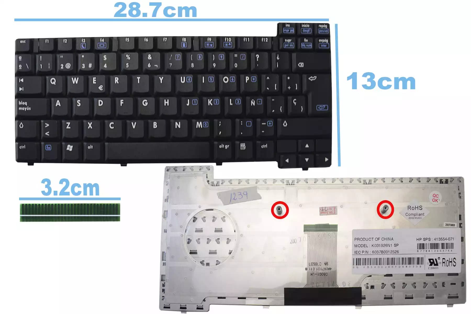 TECLADO HP NX6120 SIN FRAME SP — imagen 1