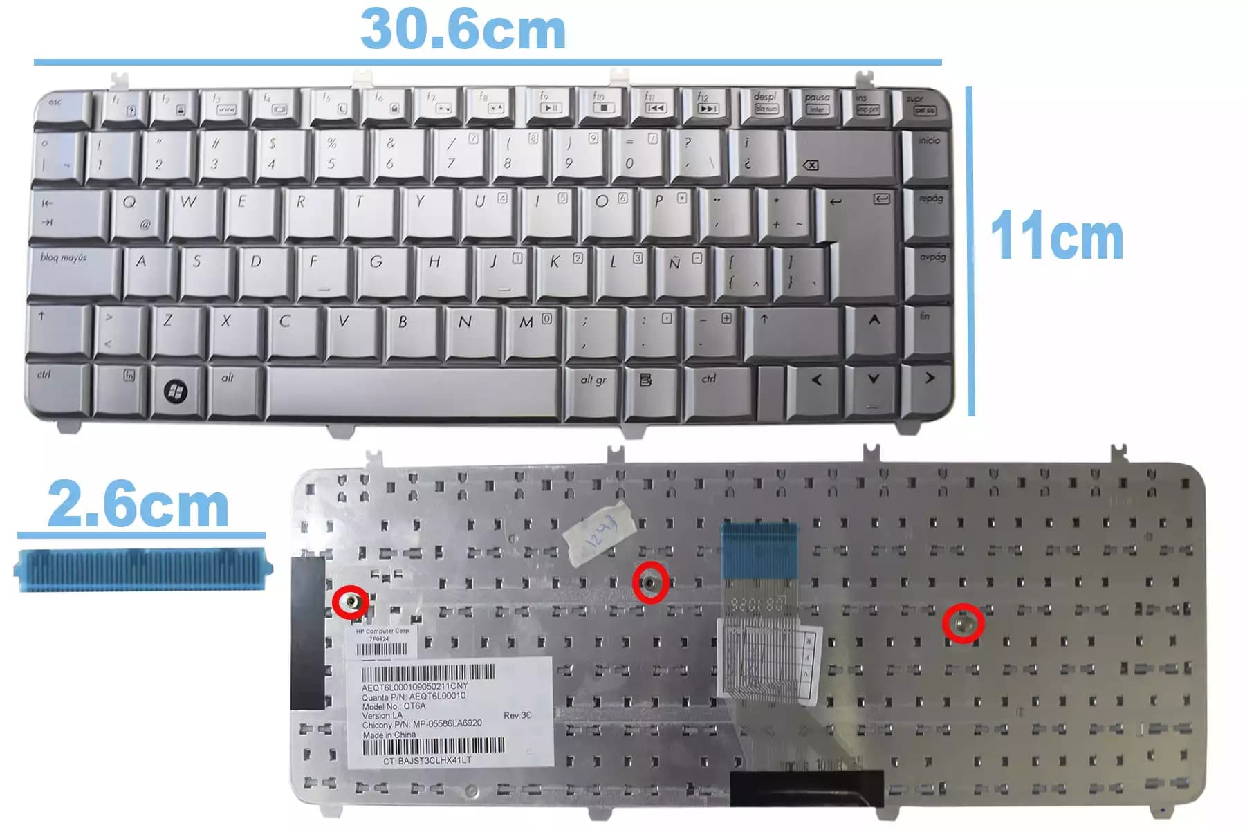 TECLADO HP DV5-1000 SILVER LA — imagen 1
