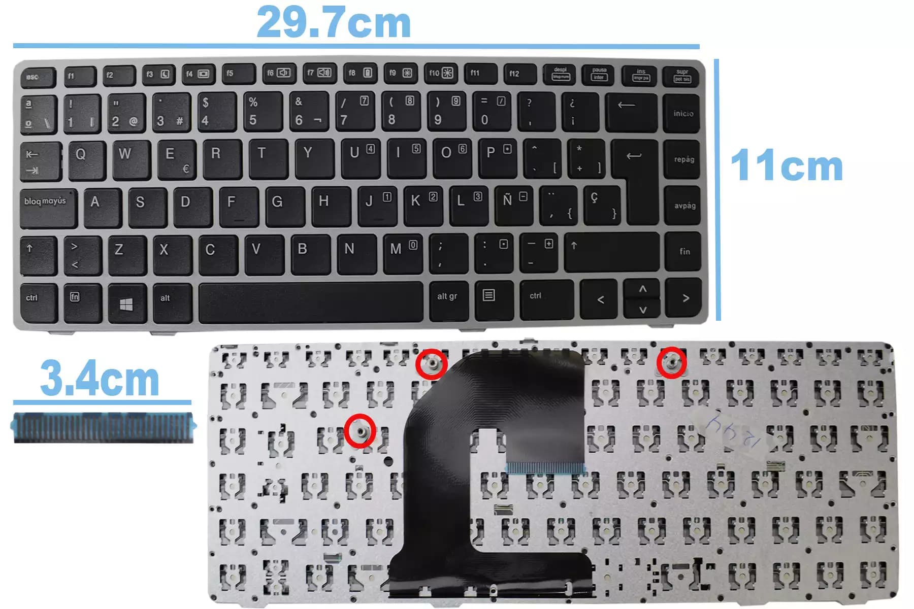 TECLADO HP 8460P SILVER SIN POINTER SP — imagen 1