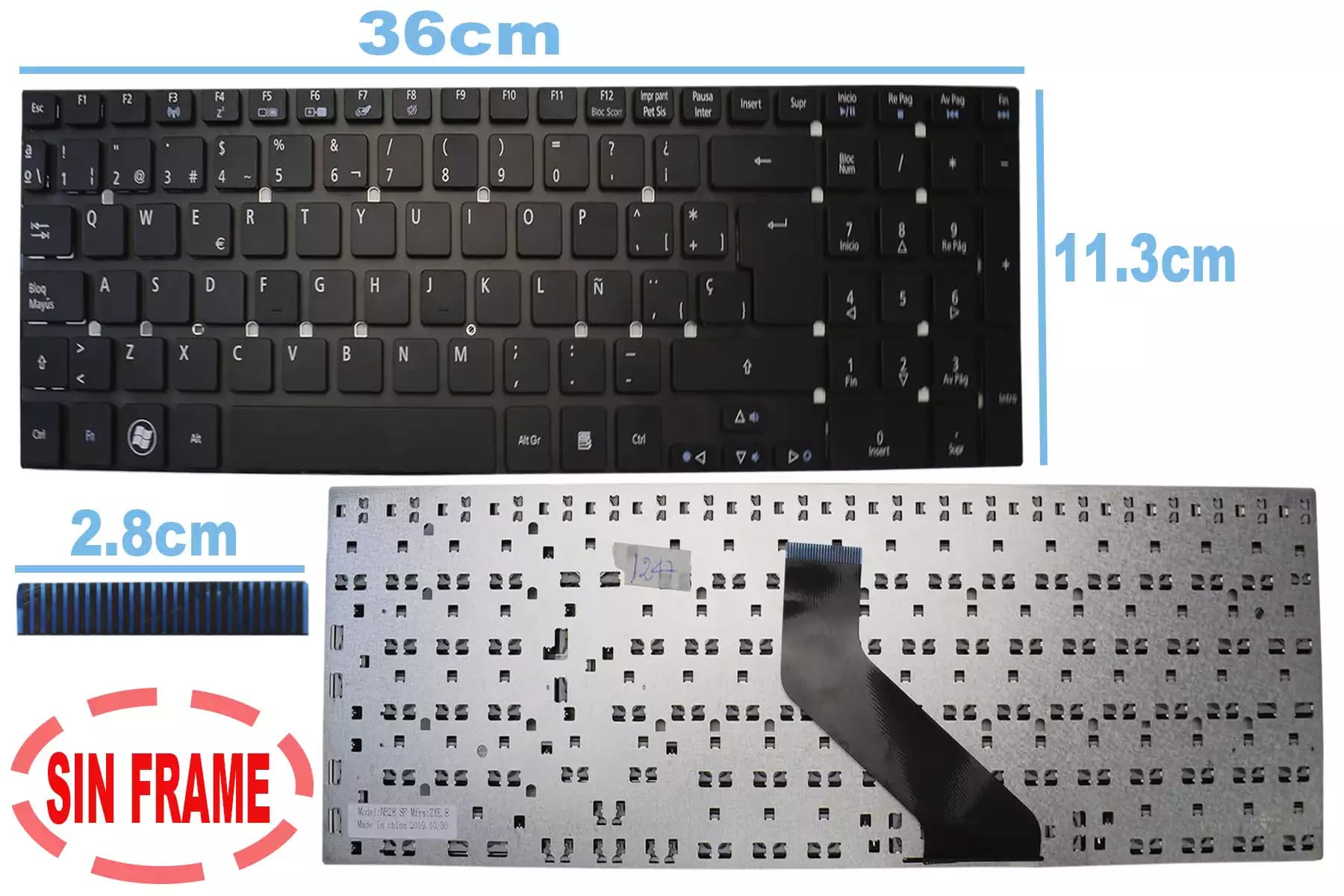 TECLADO ACER 5830 SIN FRAME SP — imagen 1
