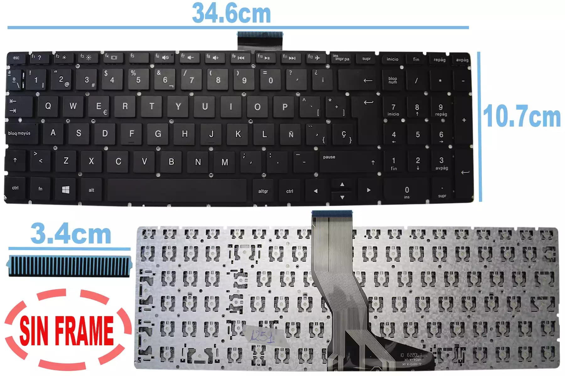 TECLADO HP 15-AC12DX SIN FRAME LA — imagen 1