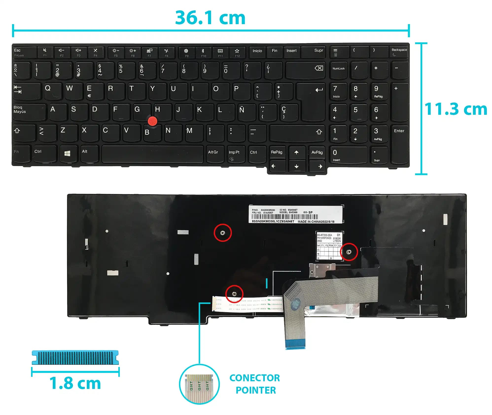 TECLADO LENOVO E570 E575 E570C CON POINTER SP — imagen 1